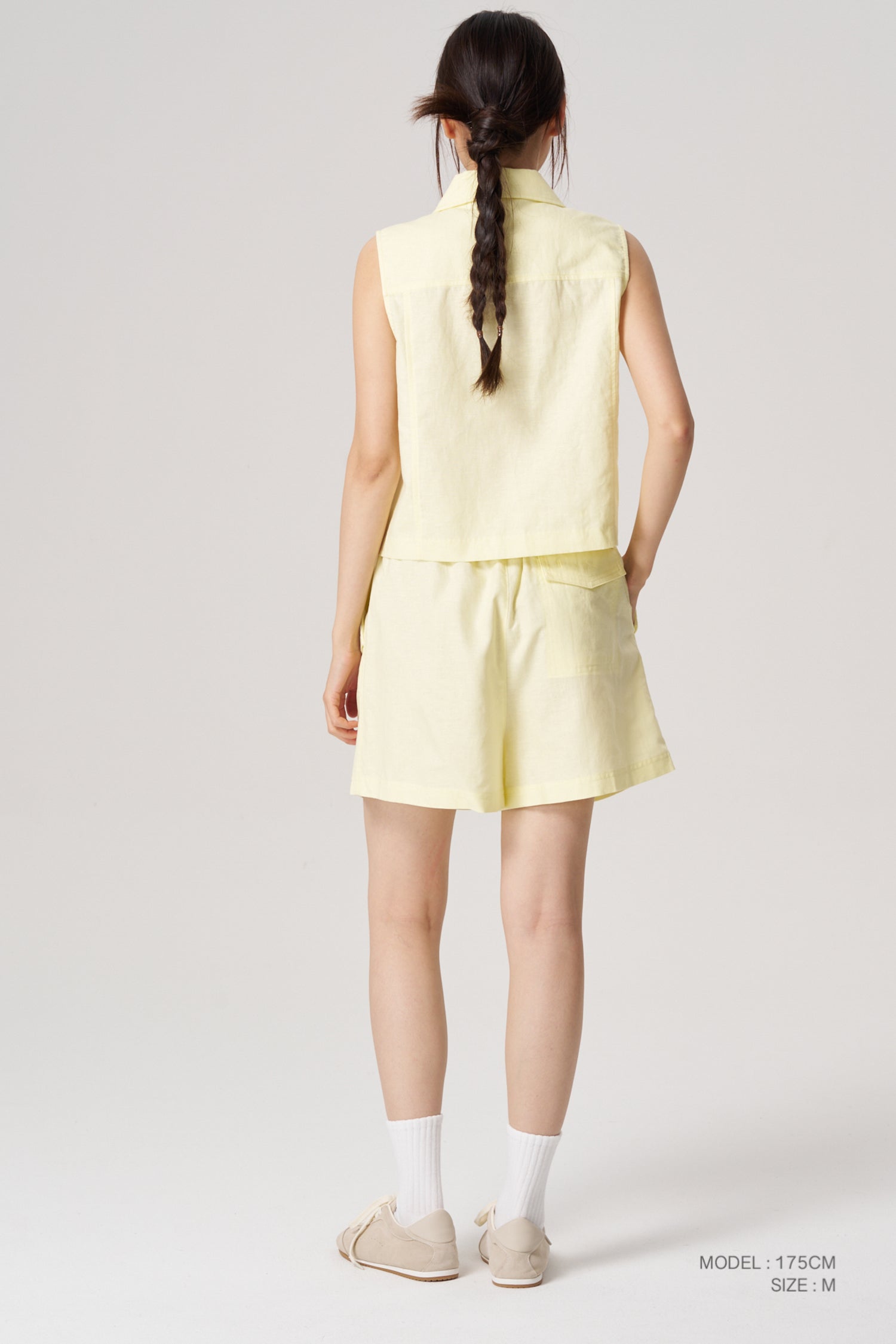 Panelled Sleeveless Blouse - Pale Yellow