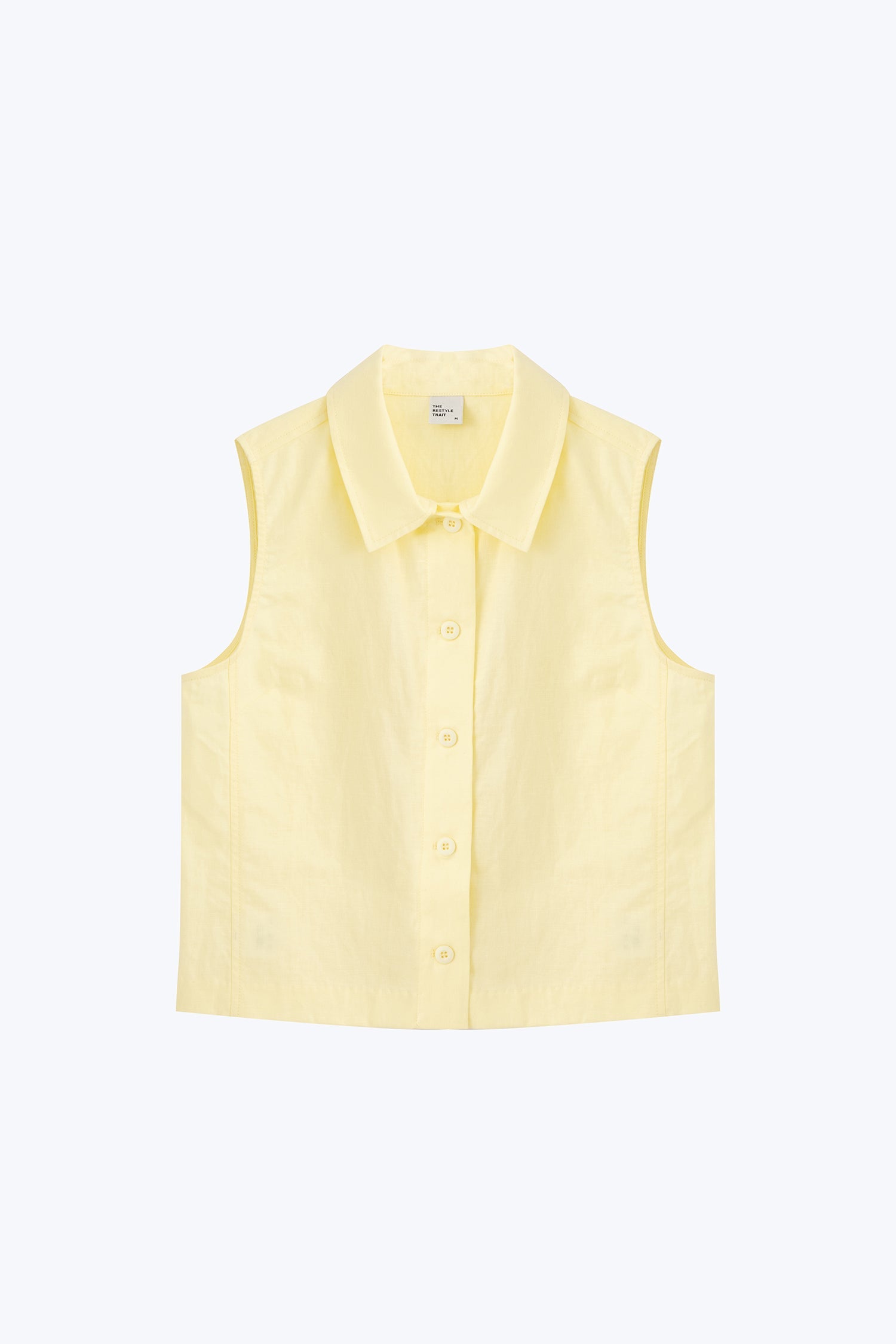 Panelled Sleeveless Blouse - Pale Yellow
