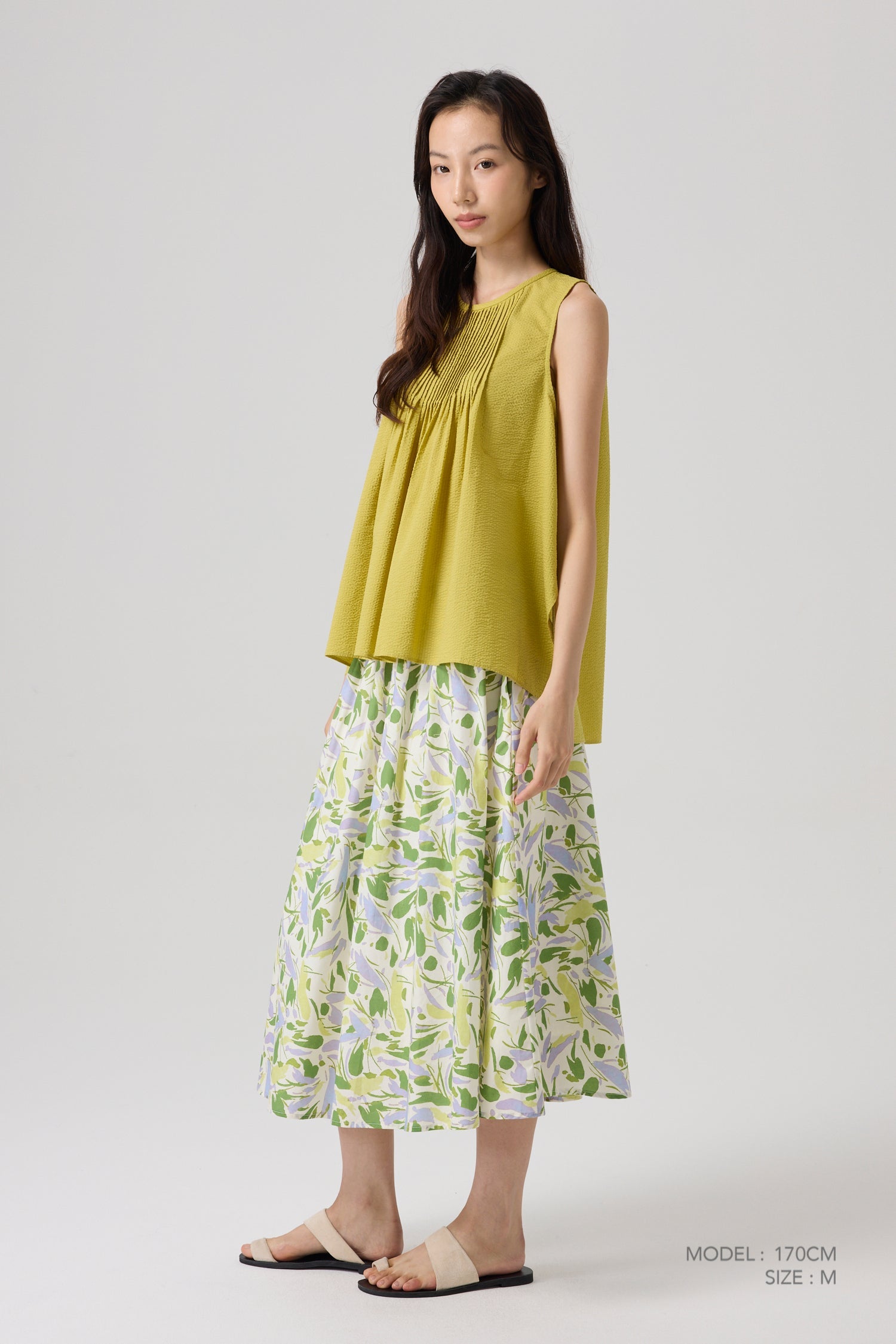 Pintuck Collar Blouse - Lime