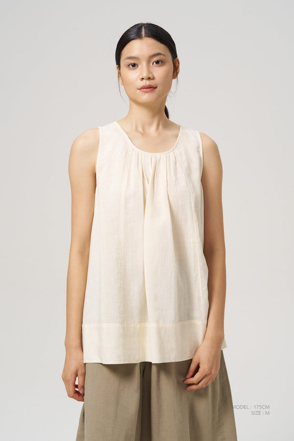 Front Pleats Blouse - Beige