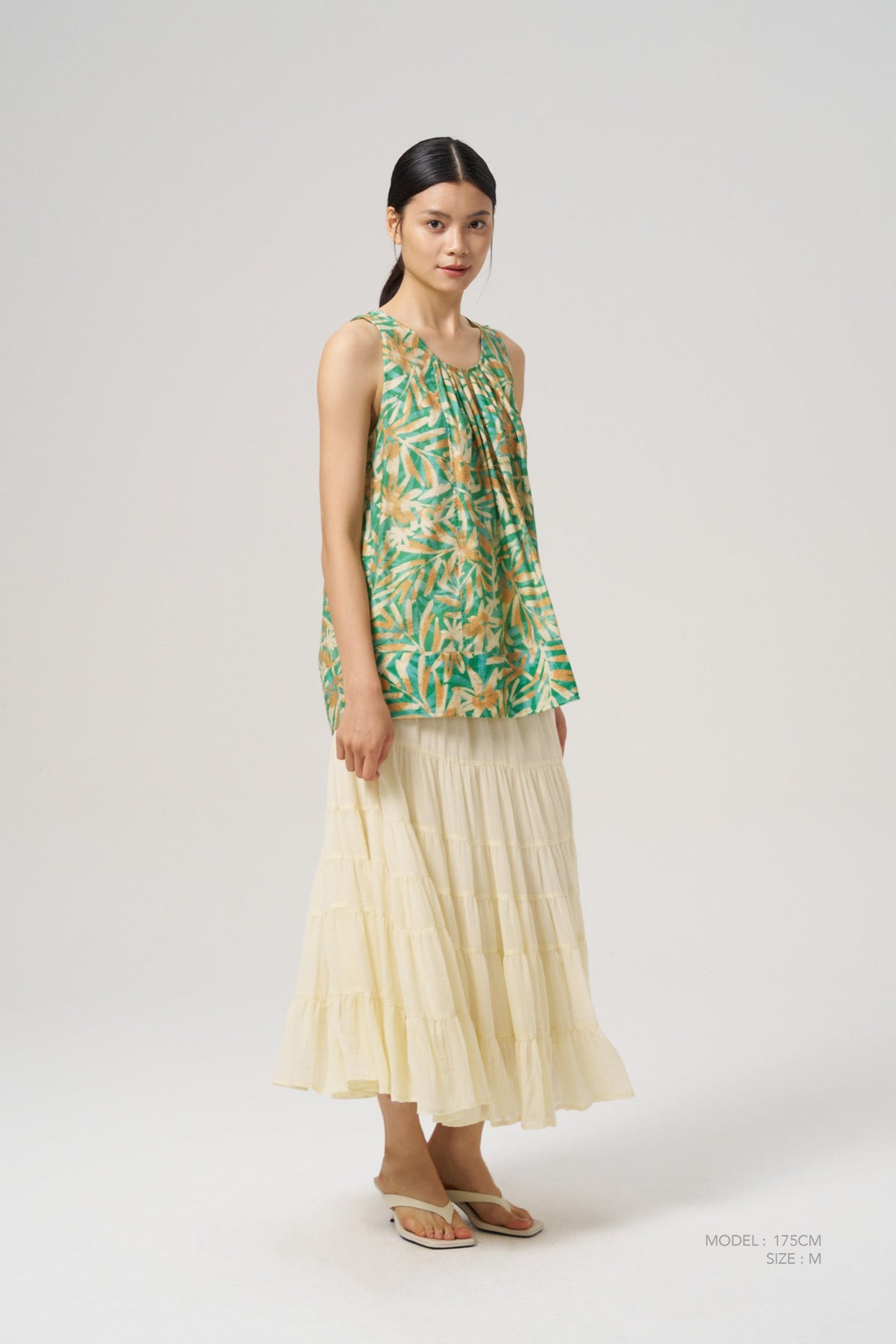 Floral Sleeveless Blouse - Floral Green