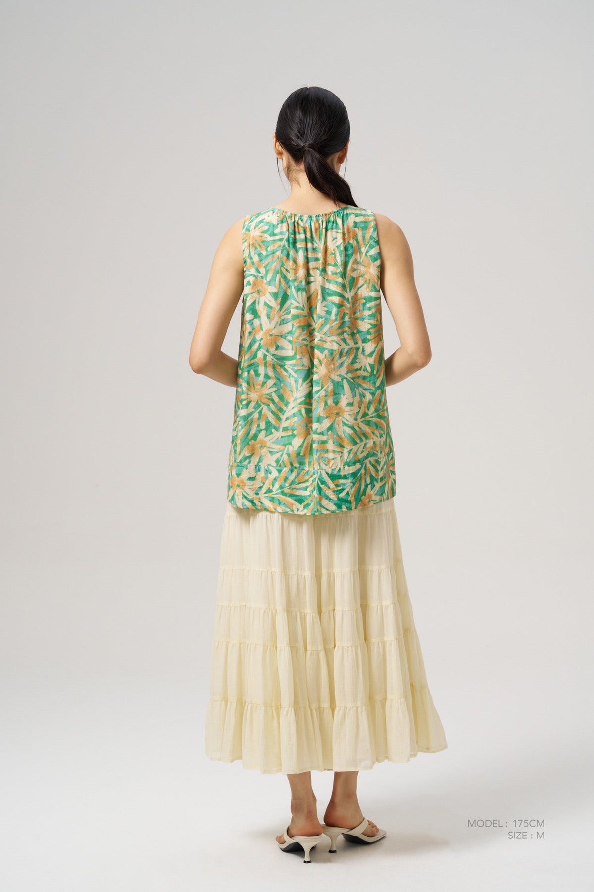 Floral Sleeveless Blouse - Floral Green