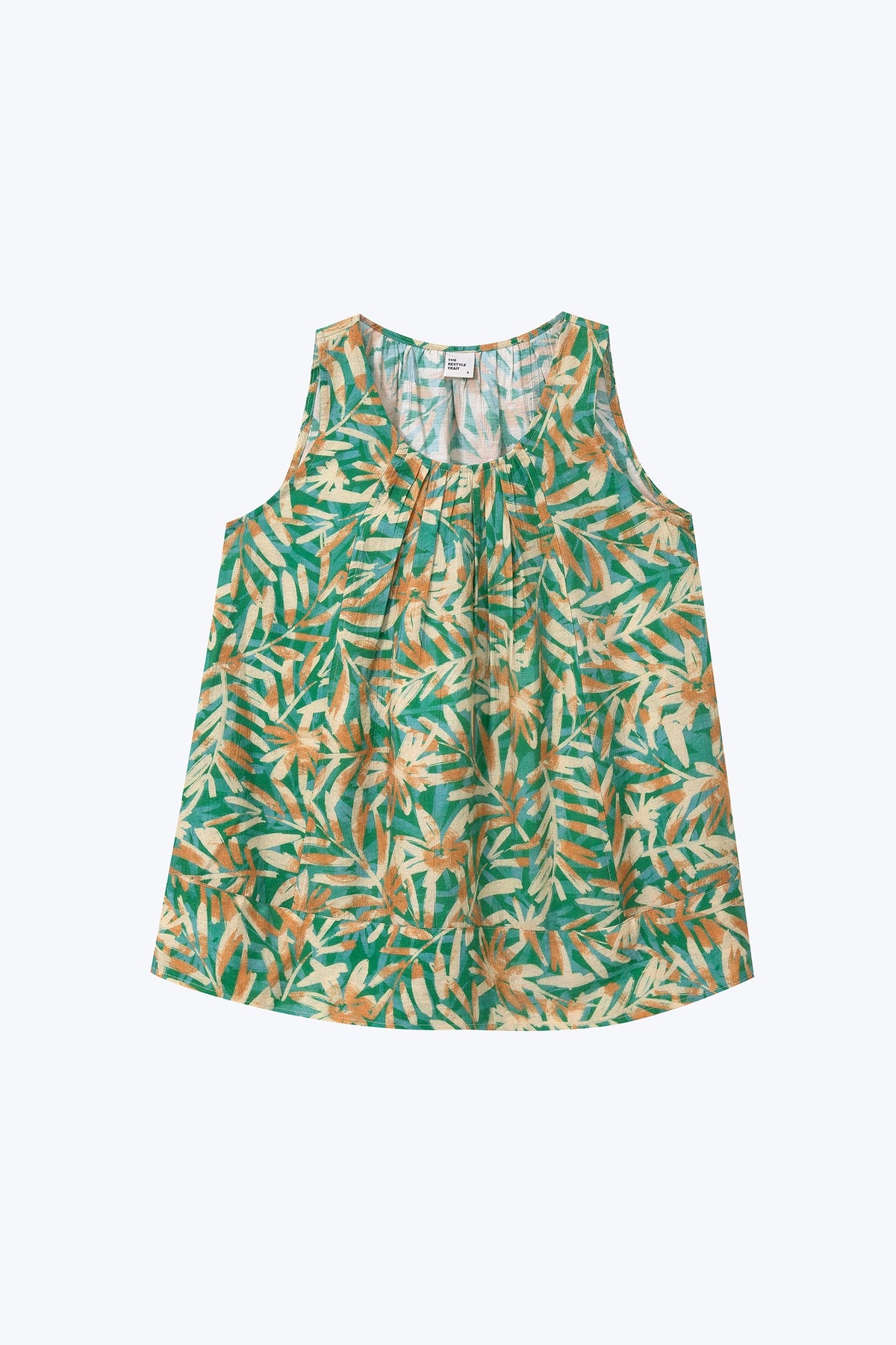 Floral Sleeveless Blouse - Floral Green