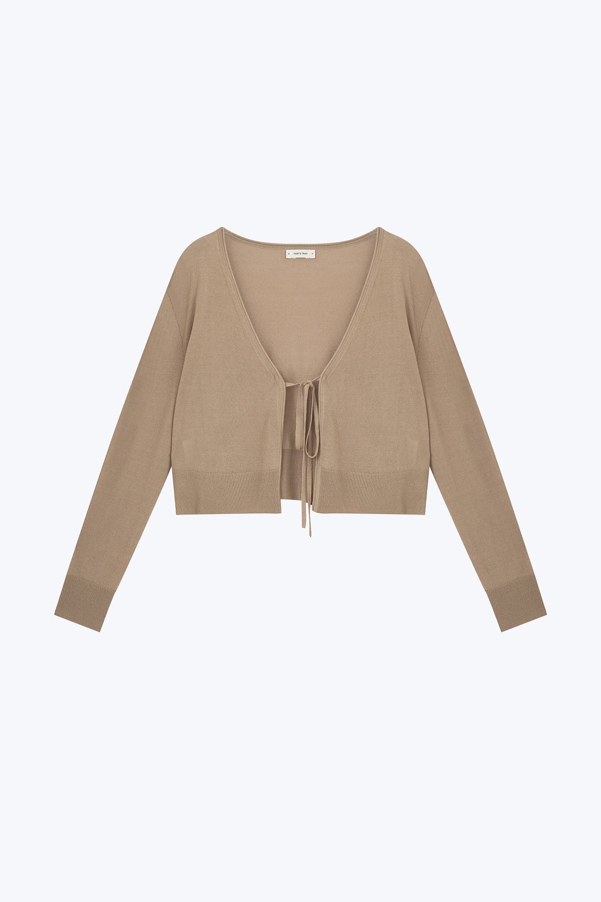 Front Bow Cardigan - Khaki Brown