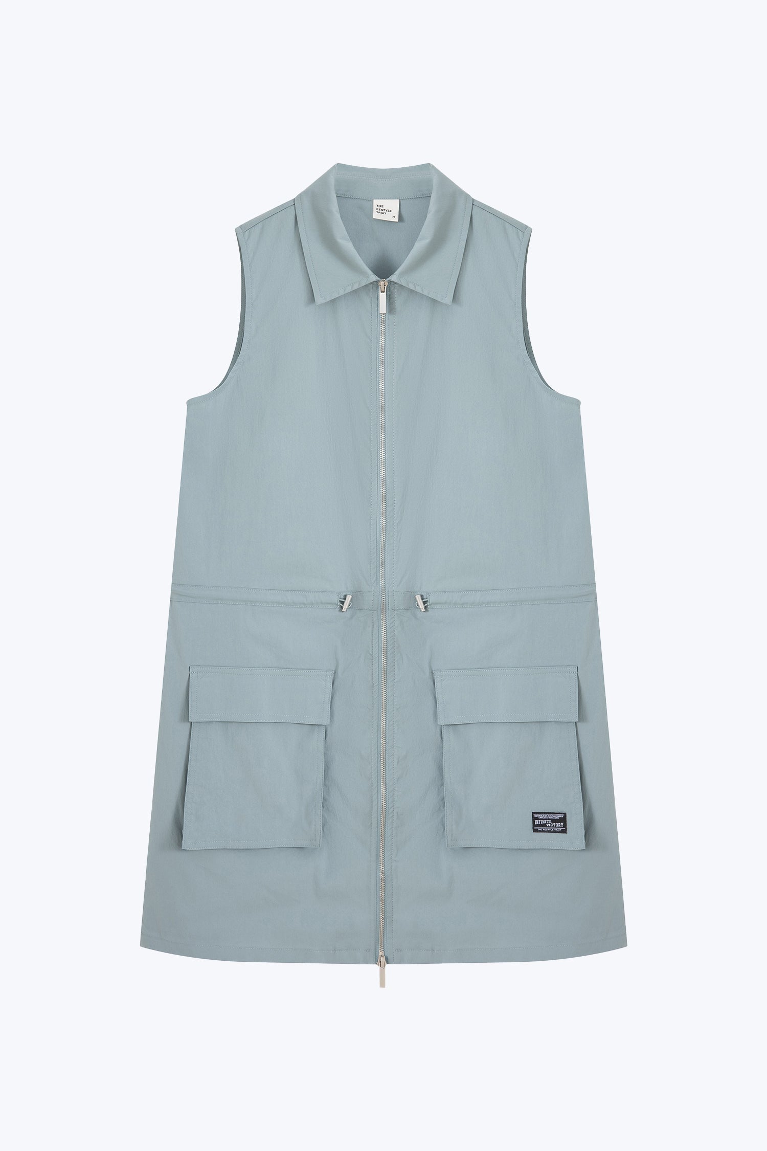 Collared Cargo Dress - Dusty Blue