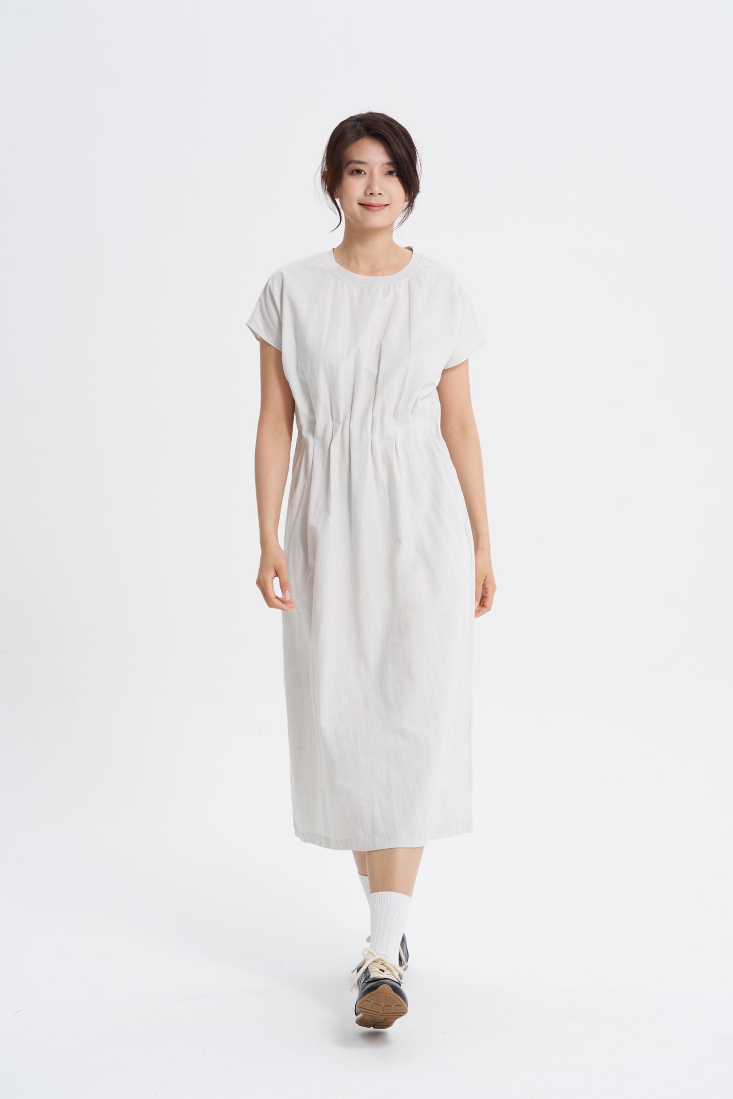 Pleated Waist Dress - Stone
