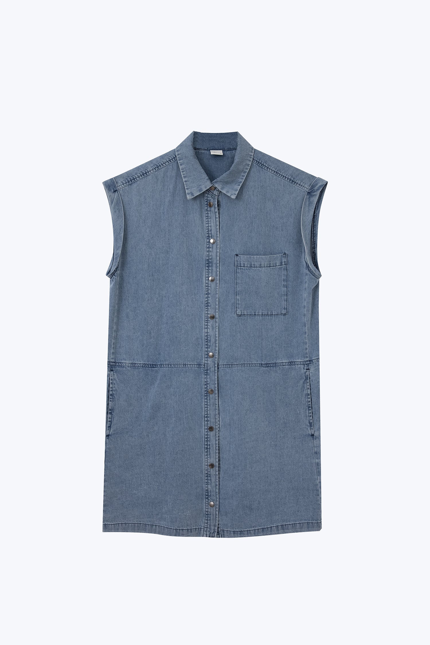 Roll-up Cuff Dress - Denim