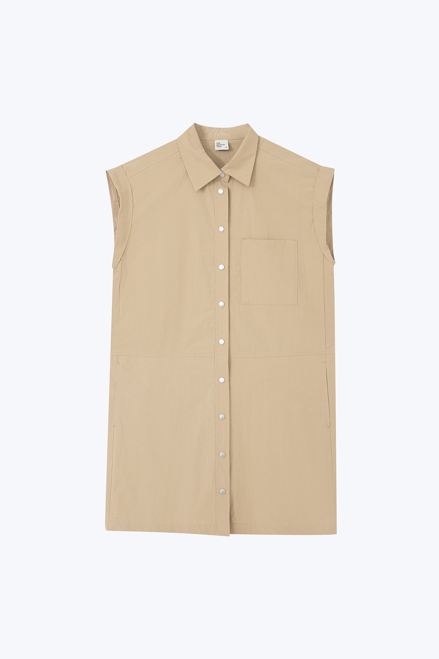 Roll-up Cuff Dress - Khaki