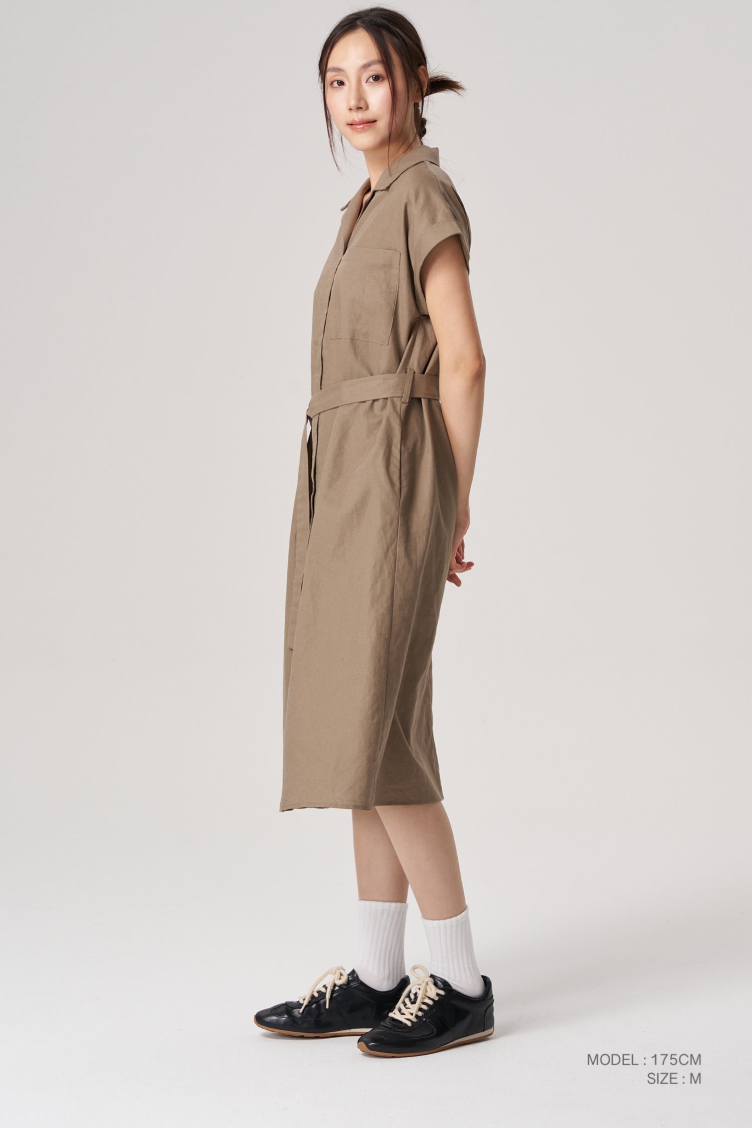 Sleeper Collar Dress - Khaki Brown