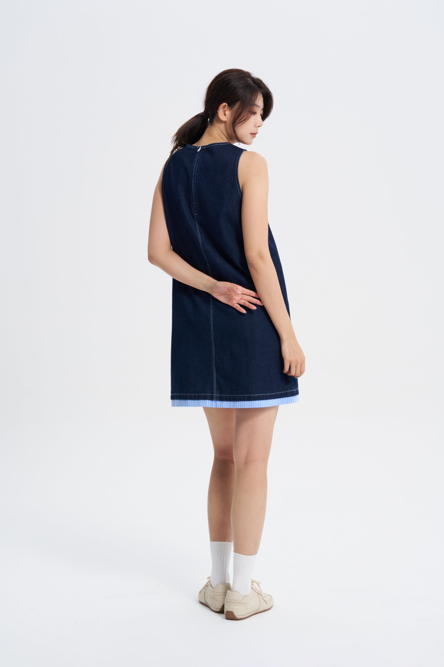 Denim Sleeveless Dress - Dark Denim