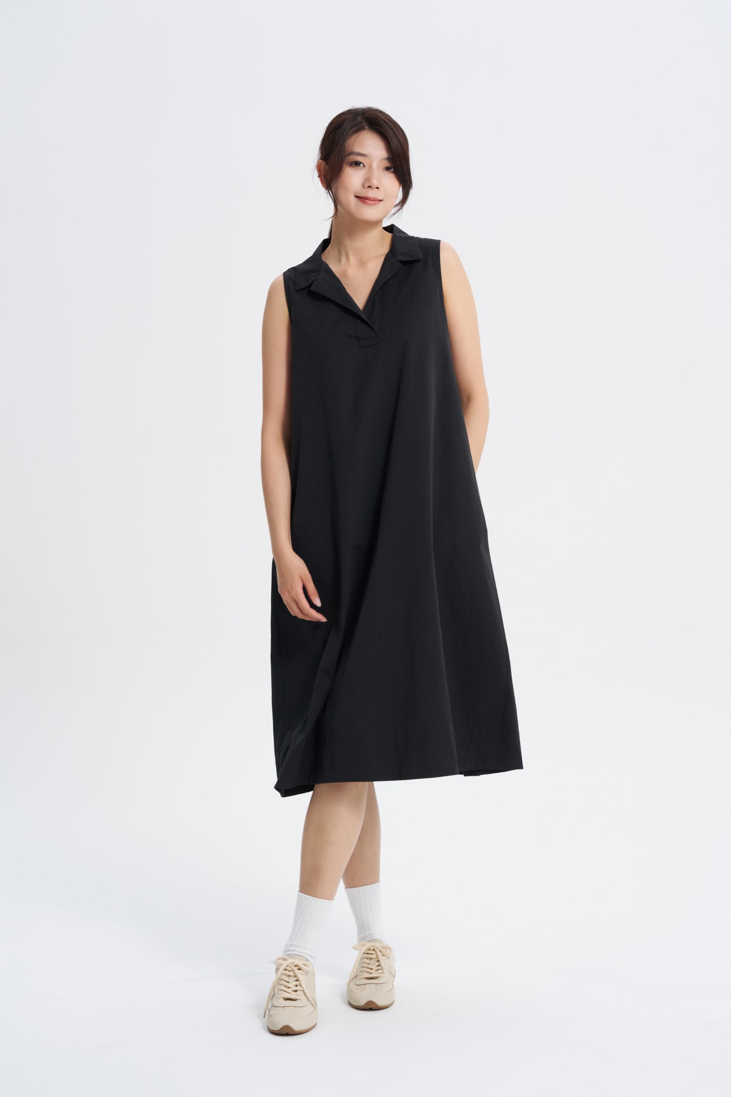 Notched Collar Tent Dress - Black – The Restyle Trait Malaysia