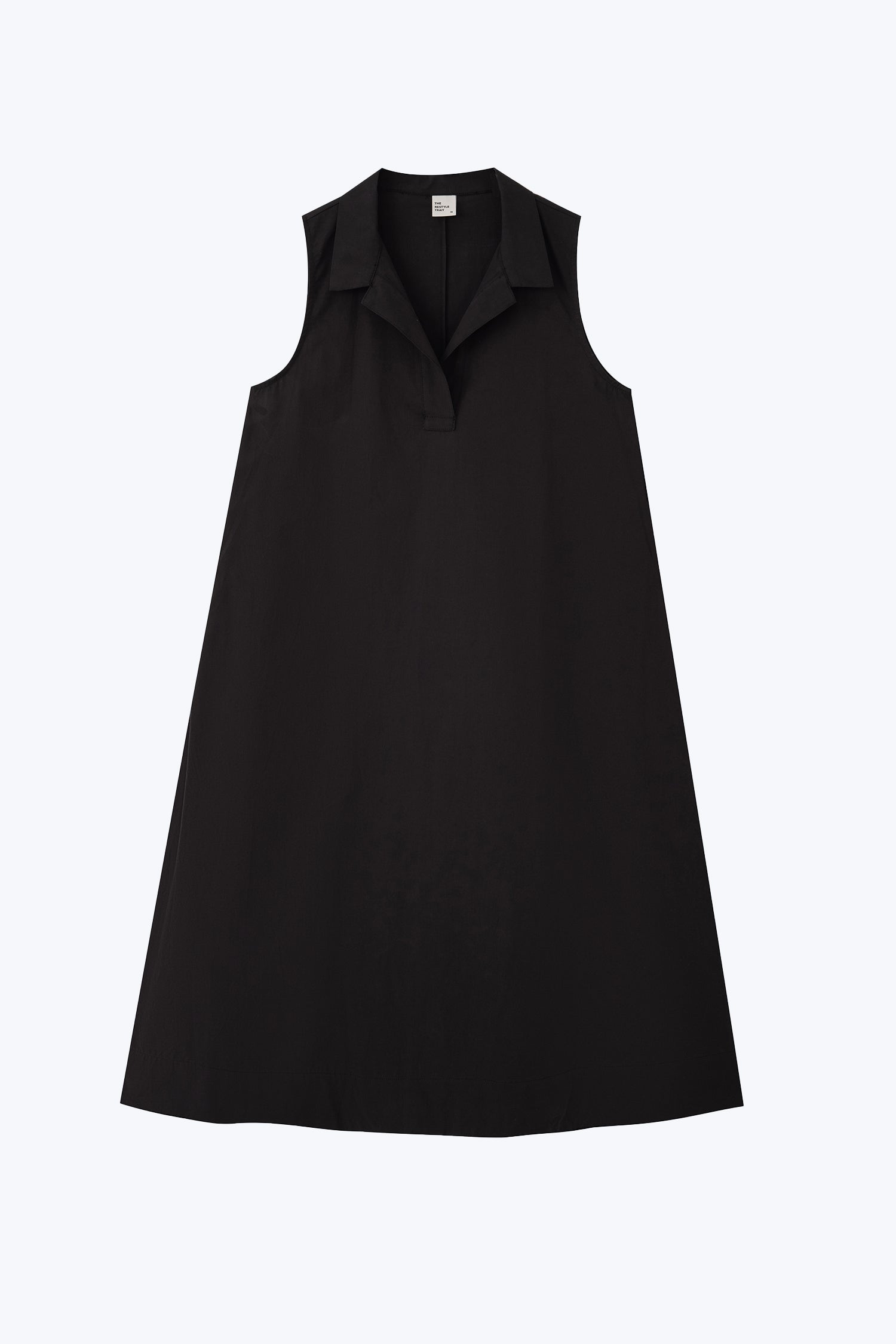 Notched Collar Tent Dress - Black