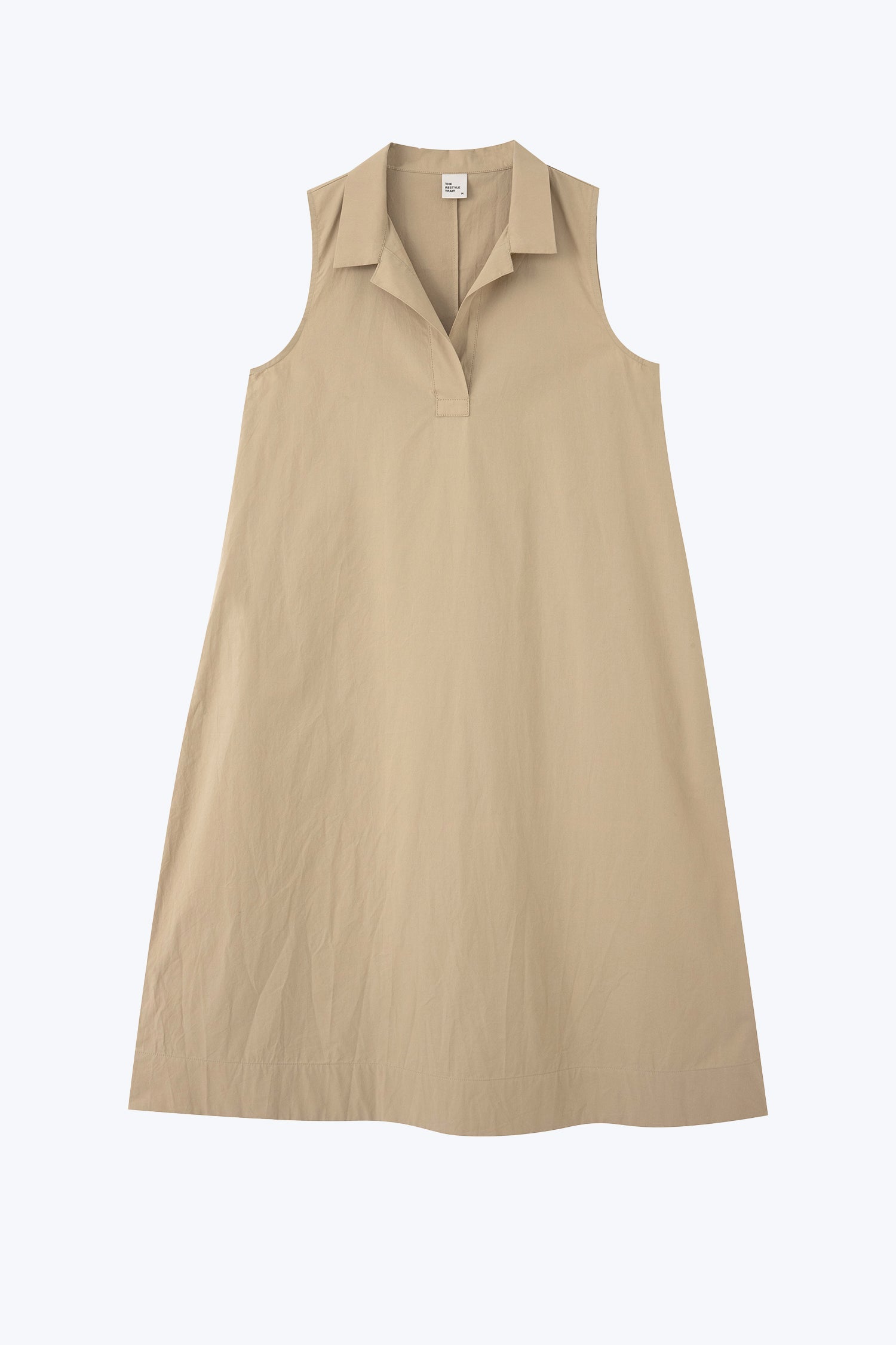 Notched Collar Tent Dress - Khaki