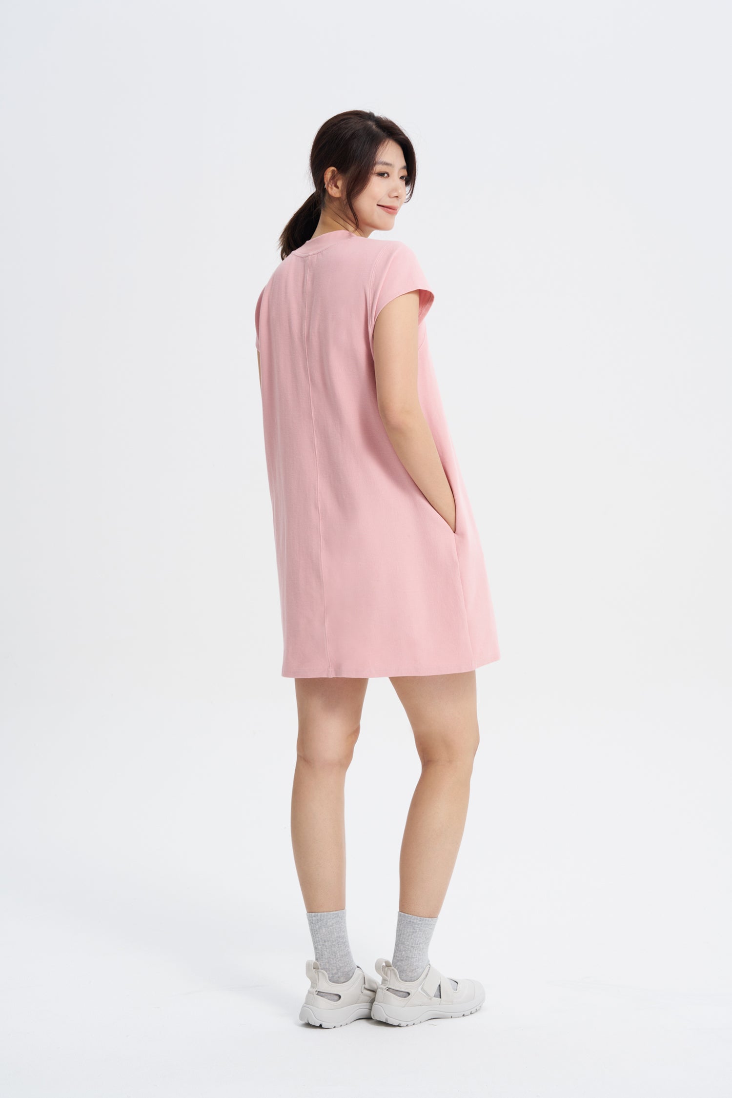 Ribbed Collar Dress - Blush