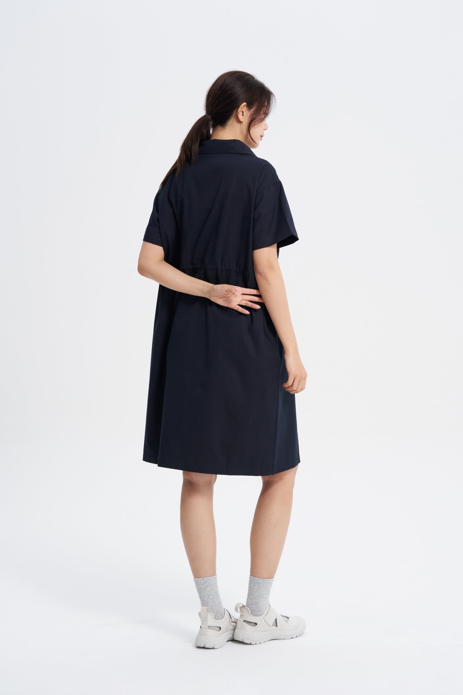 Drawcord Dress - Navy
