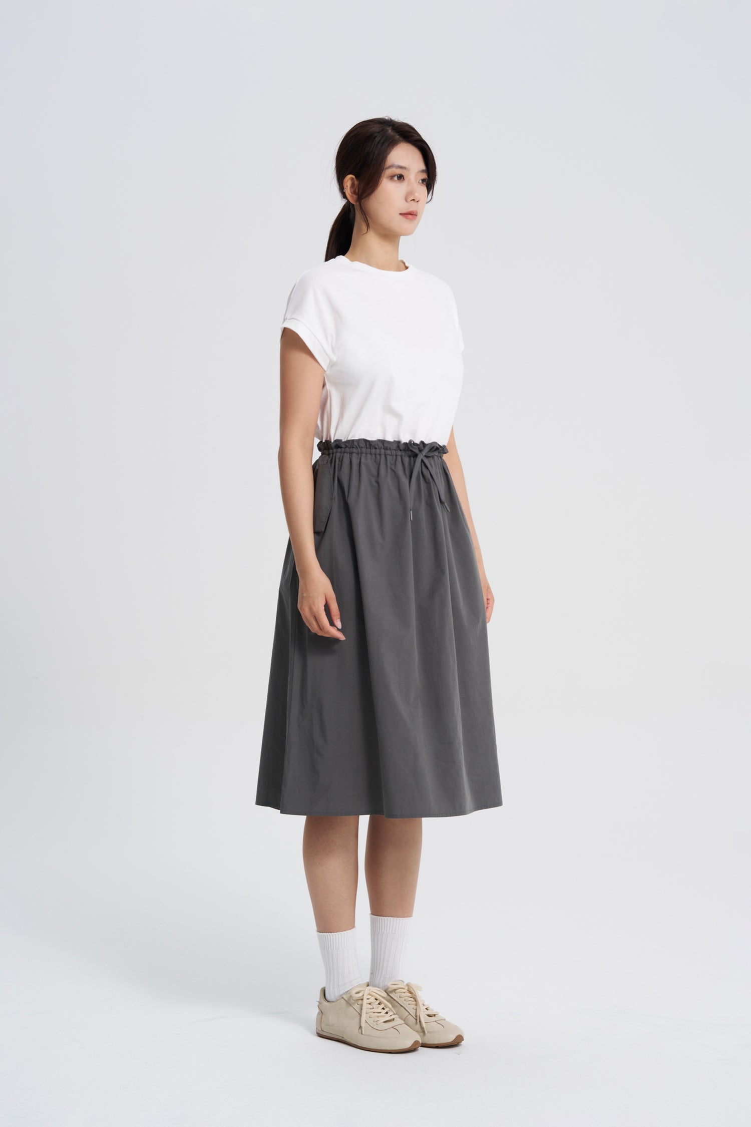 Draw Waist Dress - Charcoal