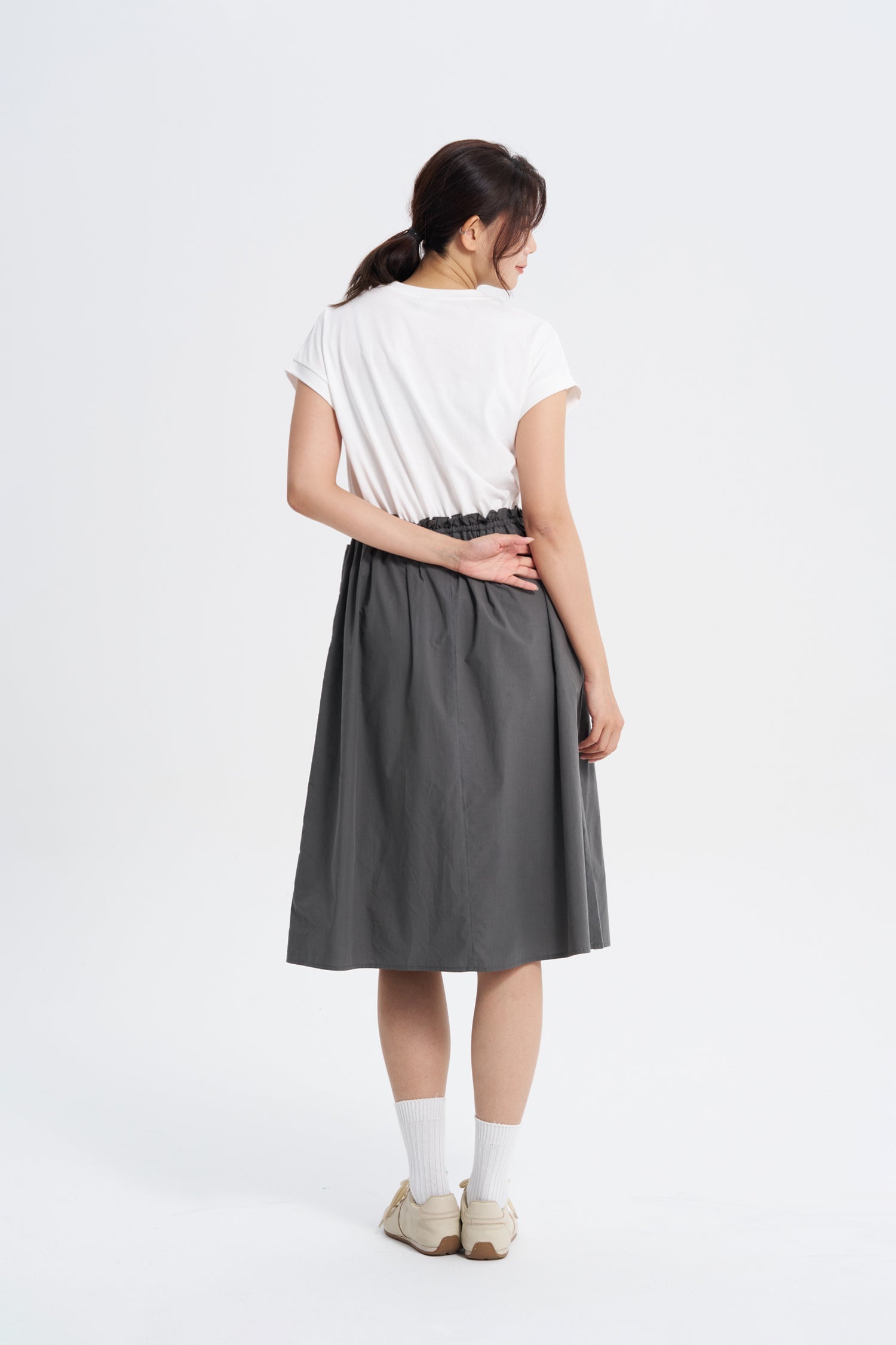 Draw Waist Dress - Charcoal