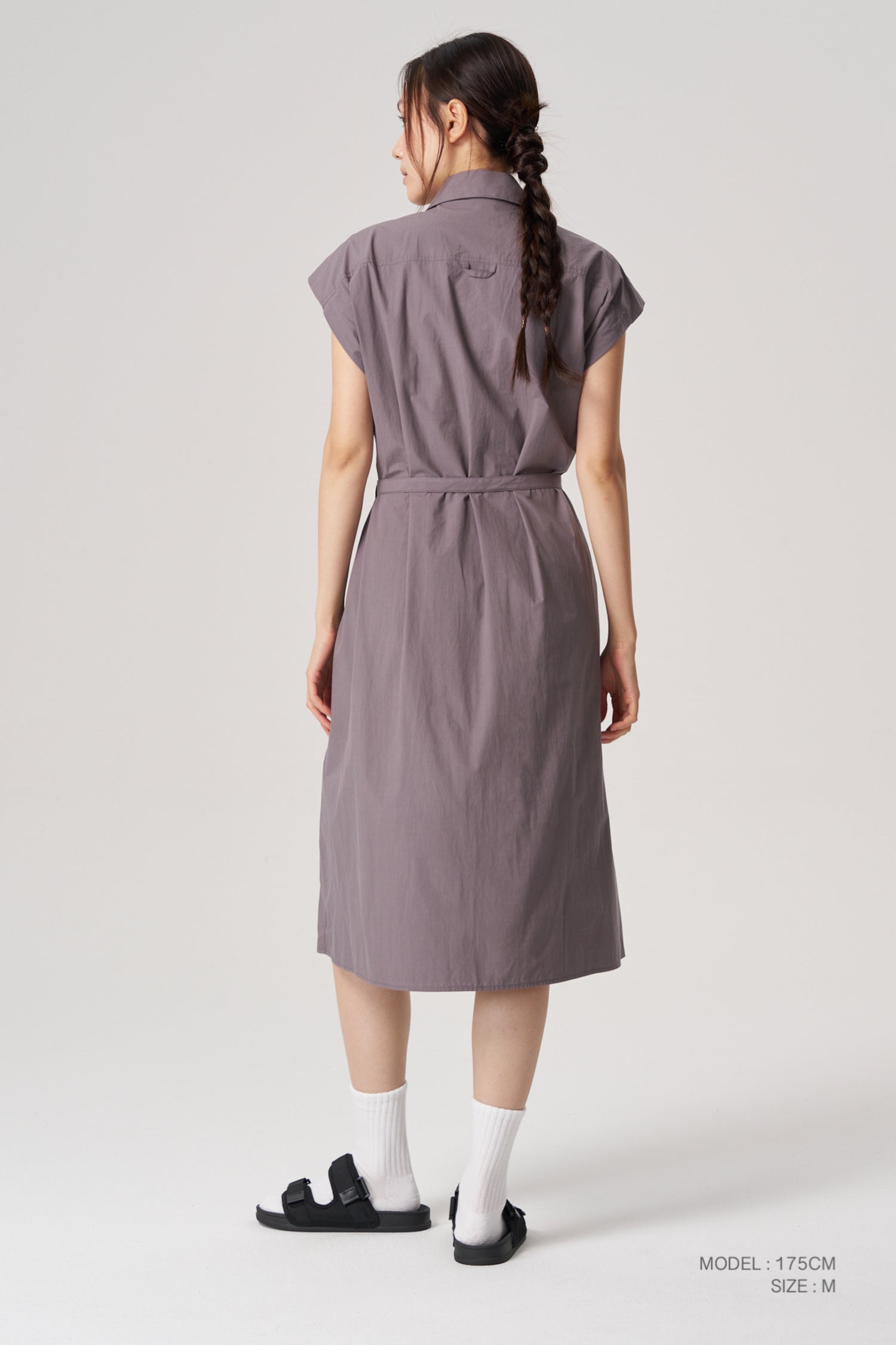 Button Front Dress - Charcoal