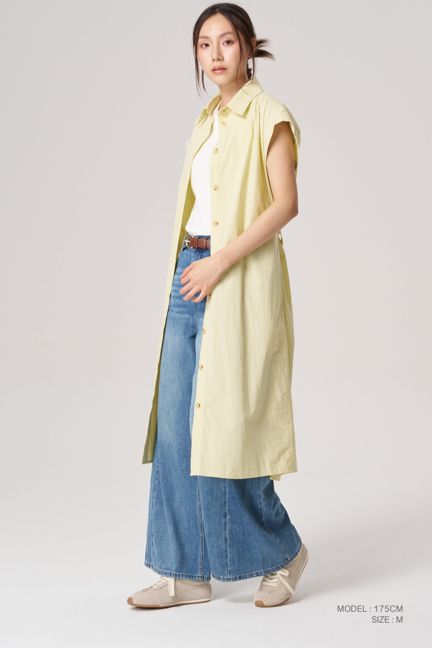 Button Front Dress - Pale Yellow