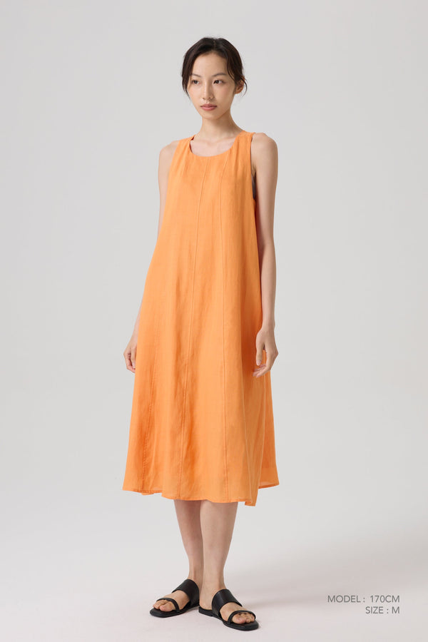 Sleeveless Panel Dress - Orange