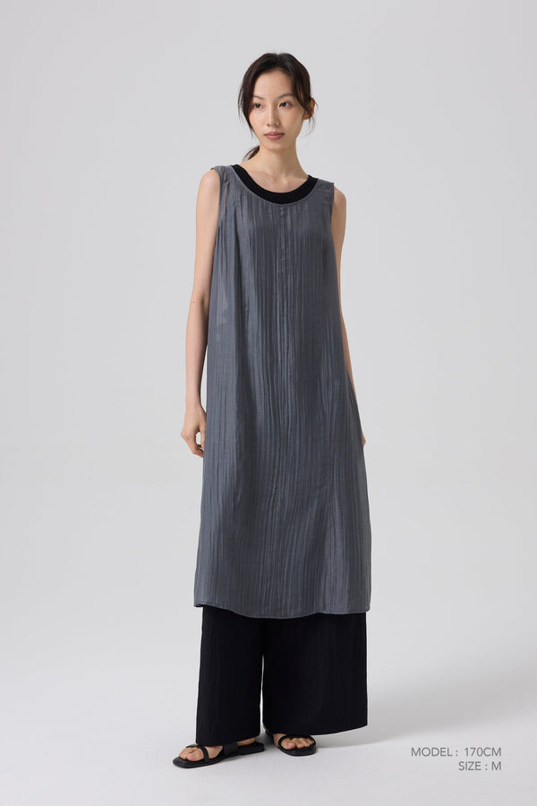 Sleeveless Panel Dress - Charcoal