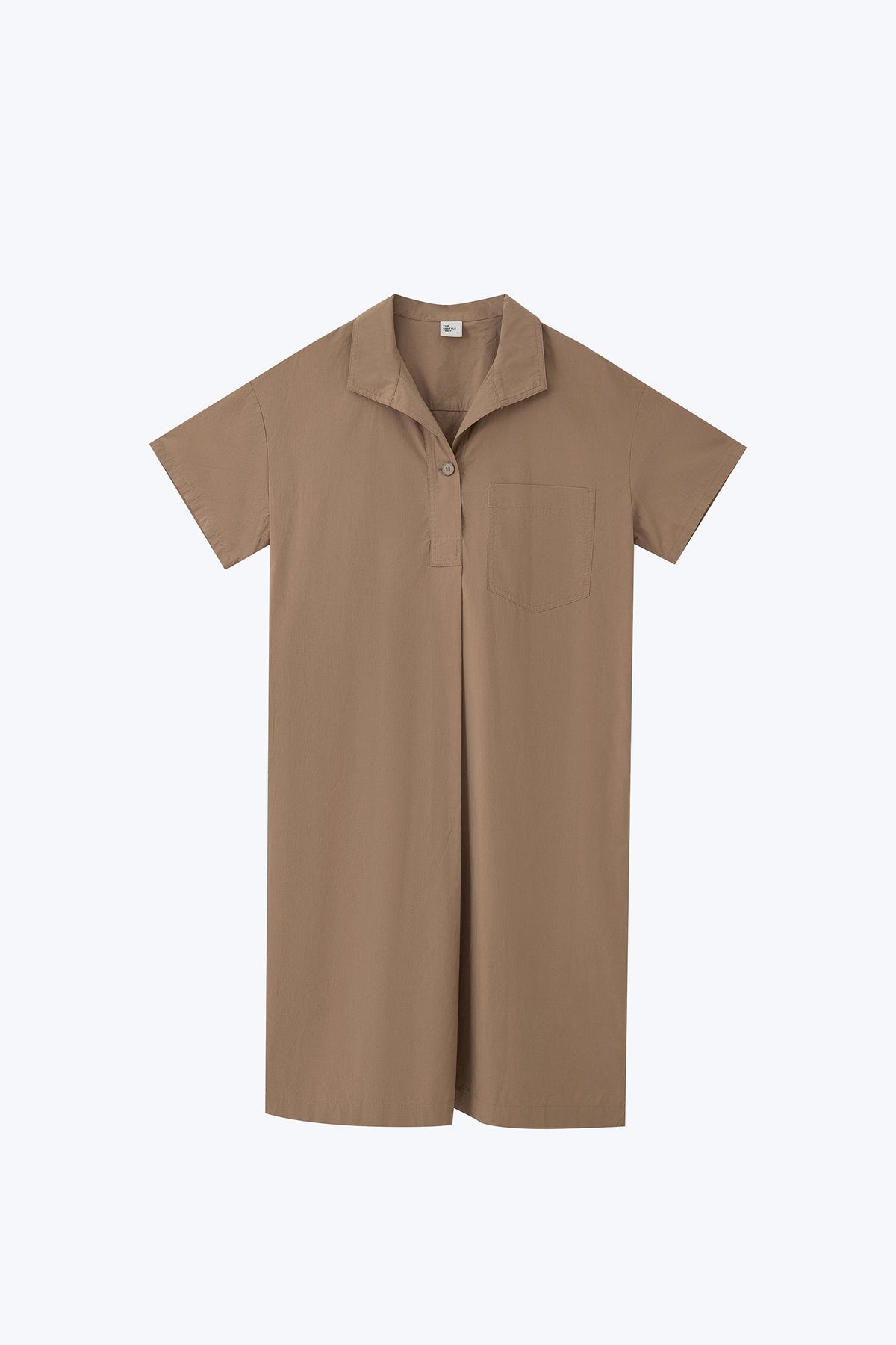 Foldover Collar Dress - Khaki Brown