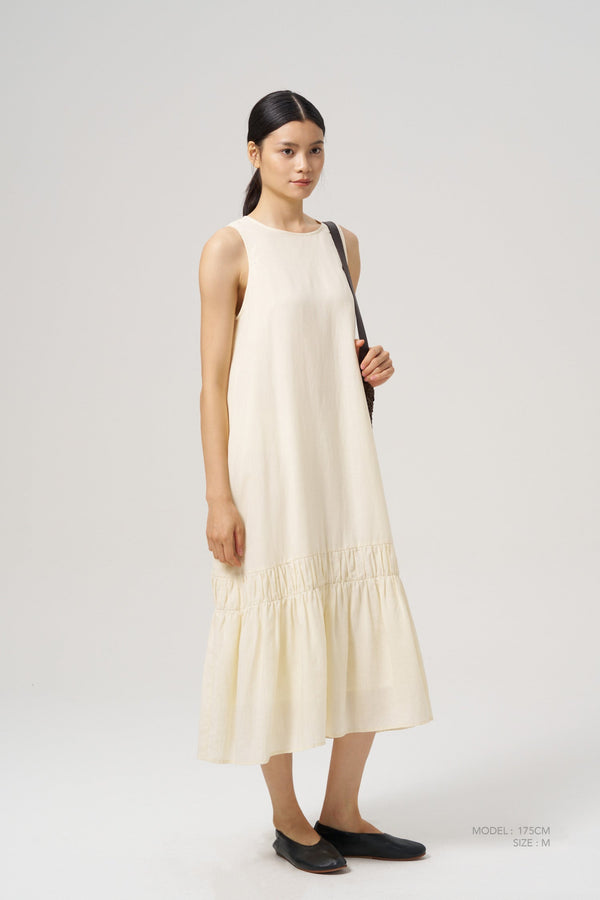 Ruffle Hem Dress - Beige