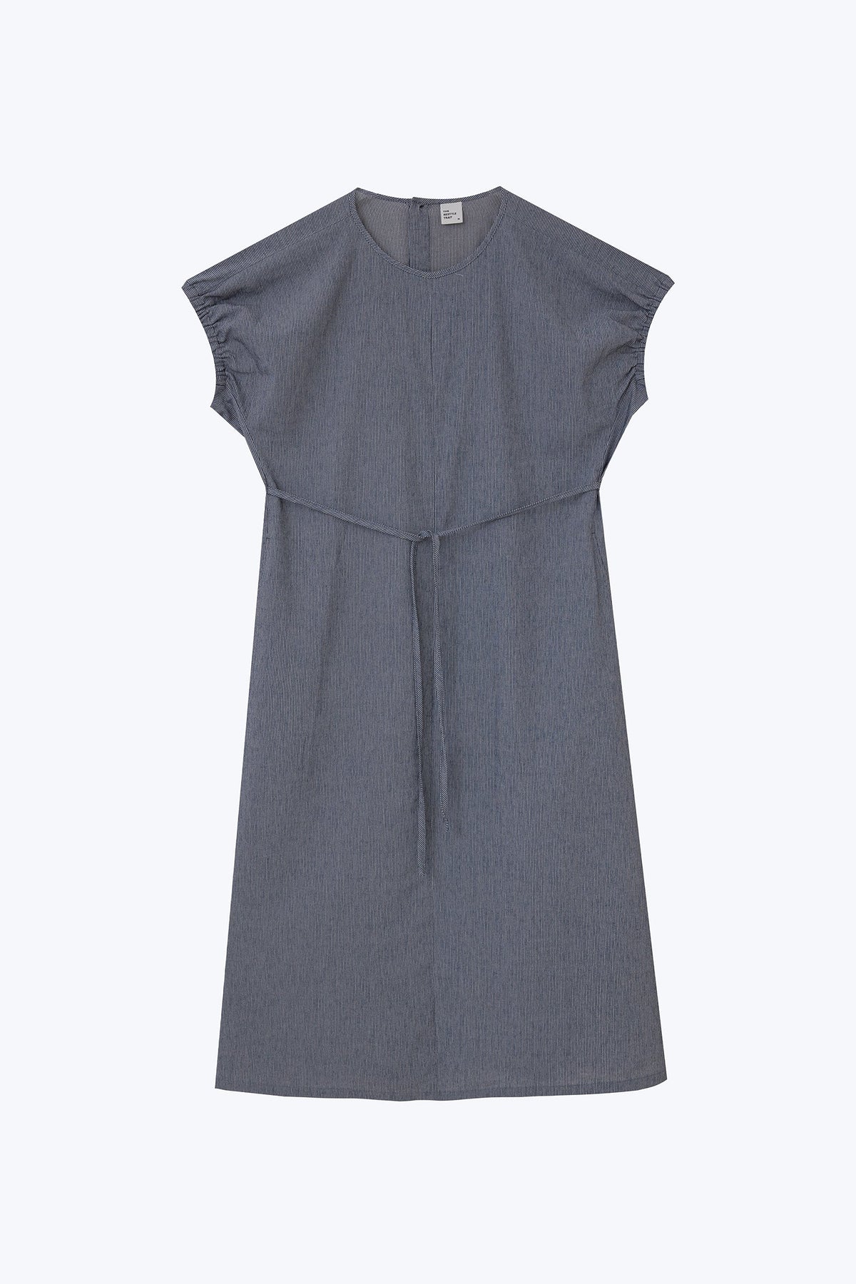 Striped Elasticised Cuff Dress - Navy Stripes