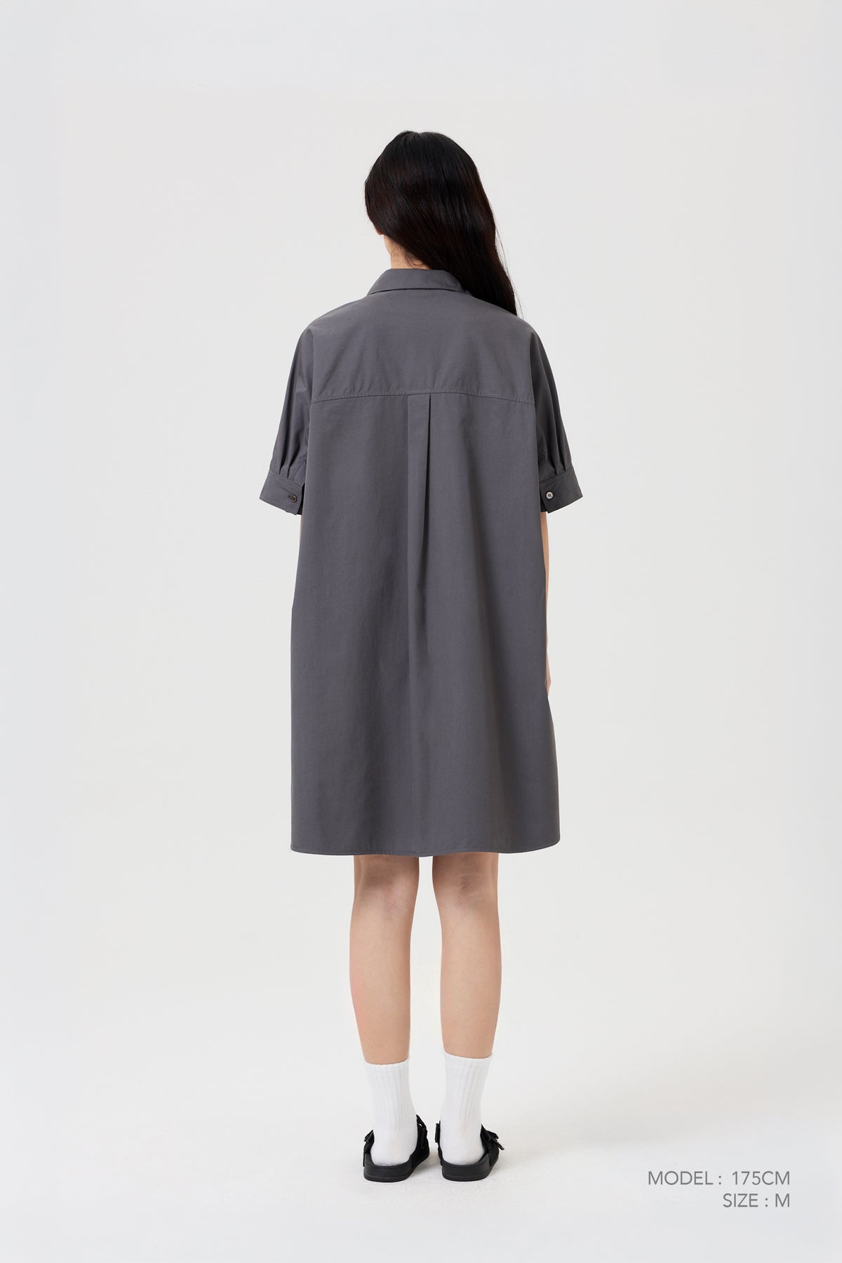 Classic Shirt Dress - Charcoal