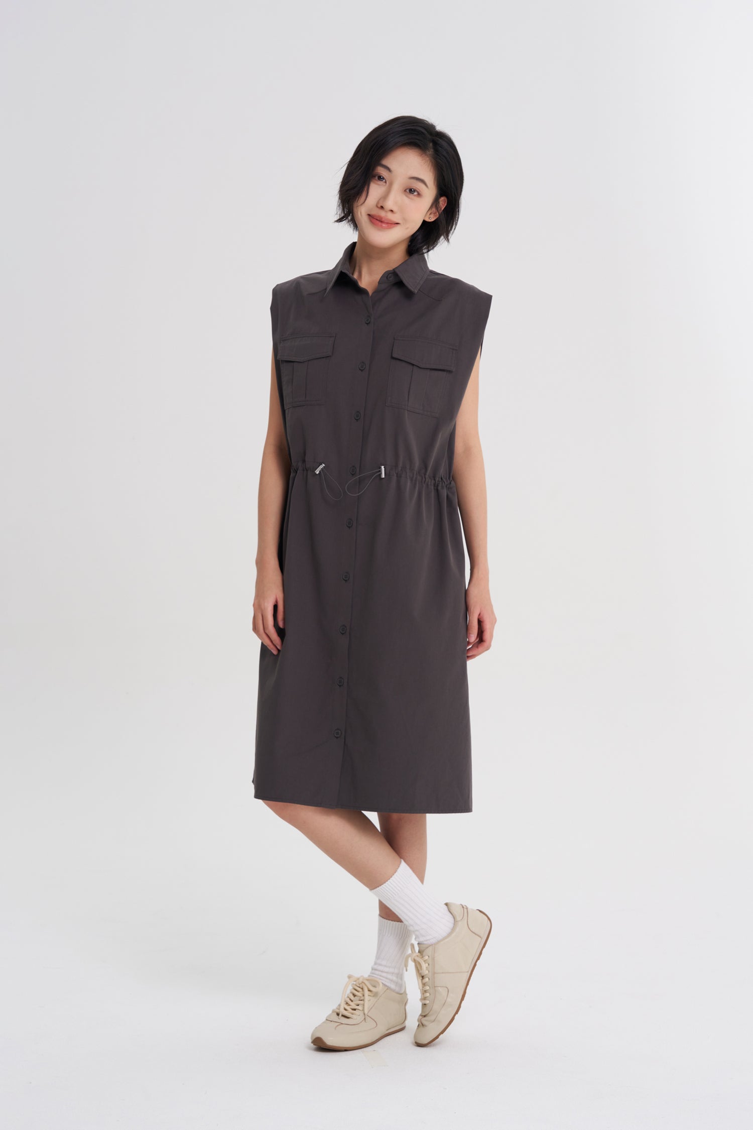 Patch Pocket Dress - Charcoal