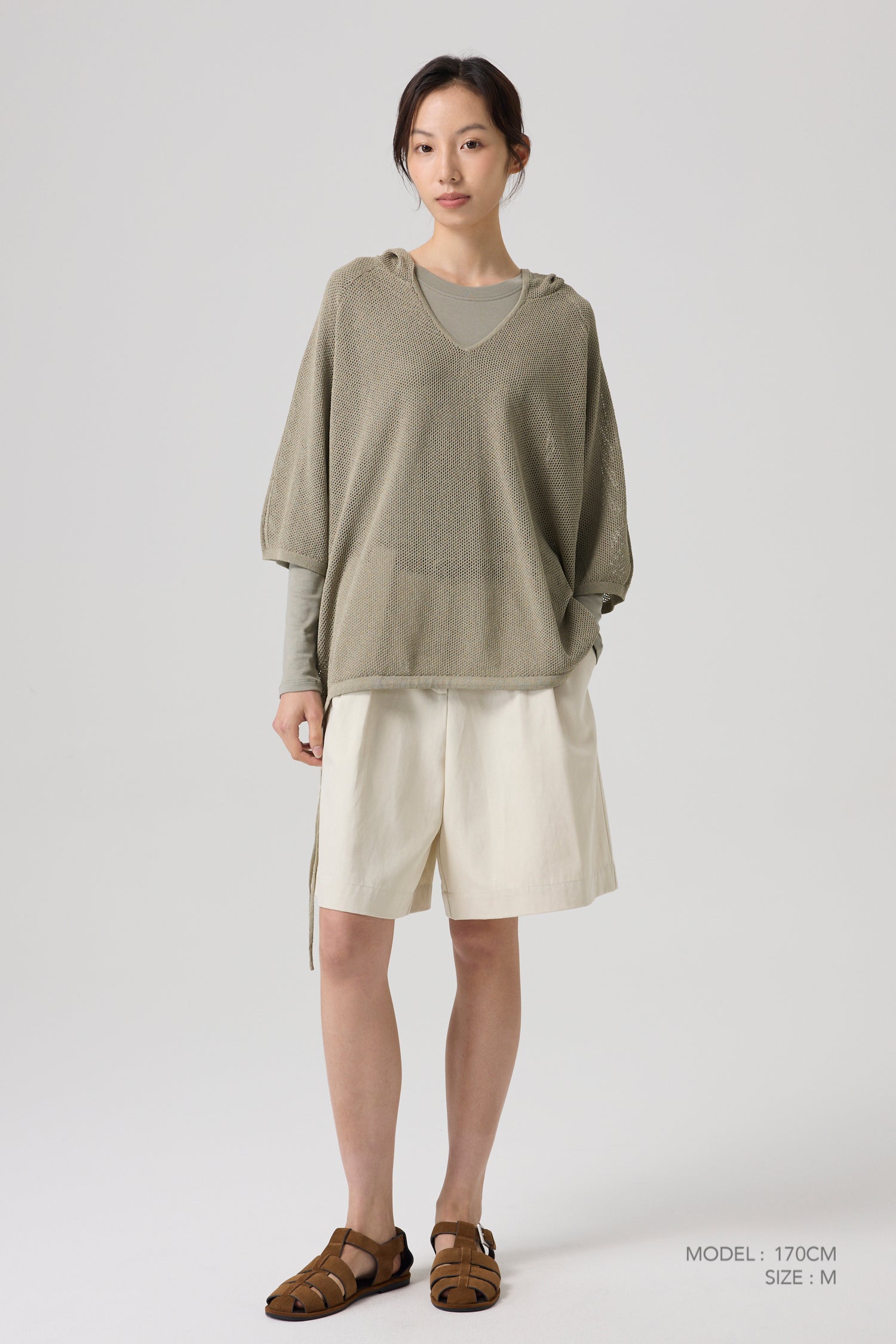 Knitted Mesh Hoodie - Khaki Brown