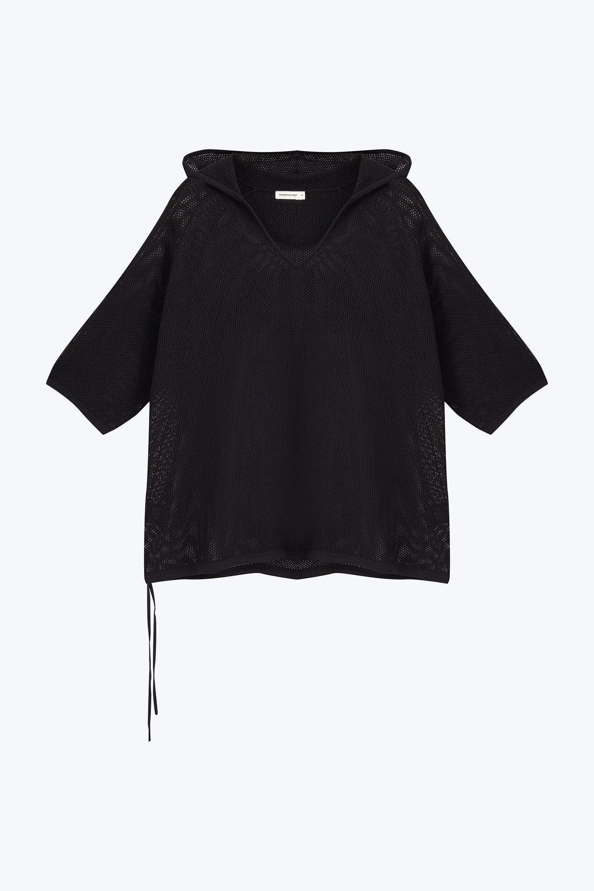 Knitted Mesh Hoodie - Black