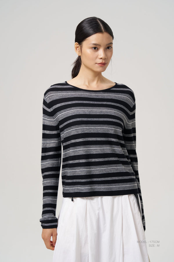 Knitted Striped Long Sleeve - Black