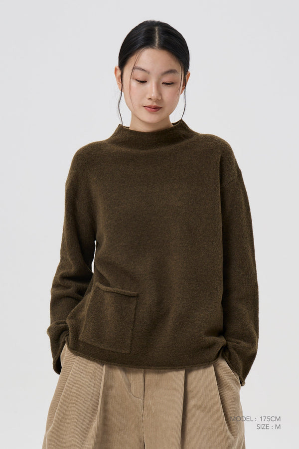 Funnel Neck Sweater - Army Green