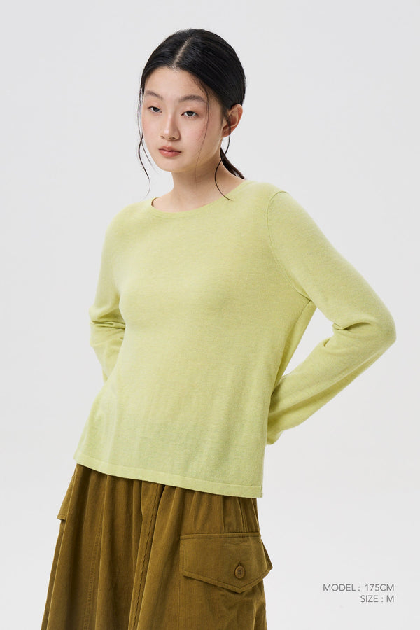 Knitted Long Sleeve Sweater - Bright Yellow