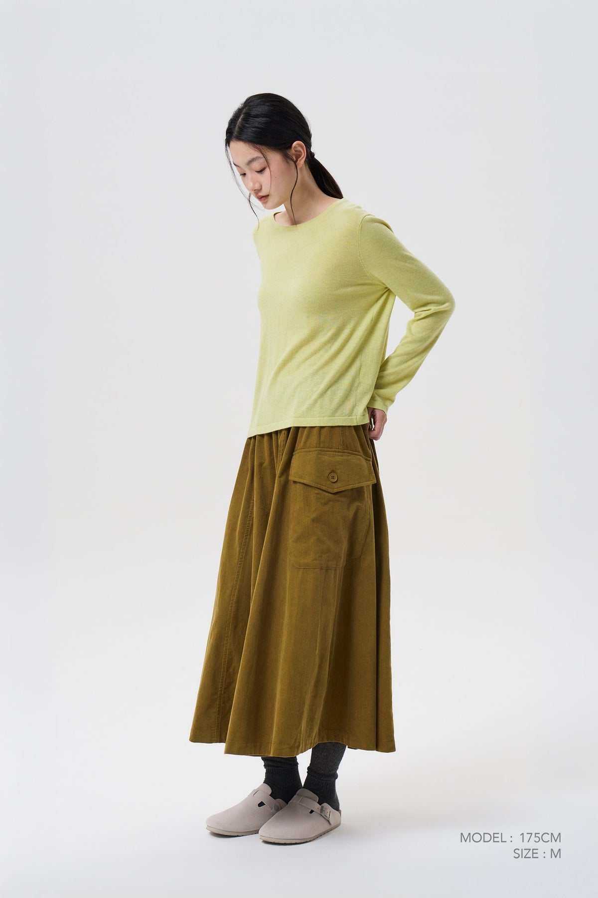 Knitted Long Sleeve Sweater - Bright Yellow