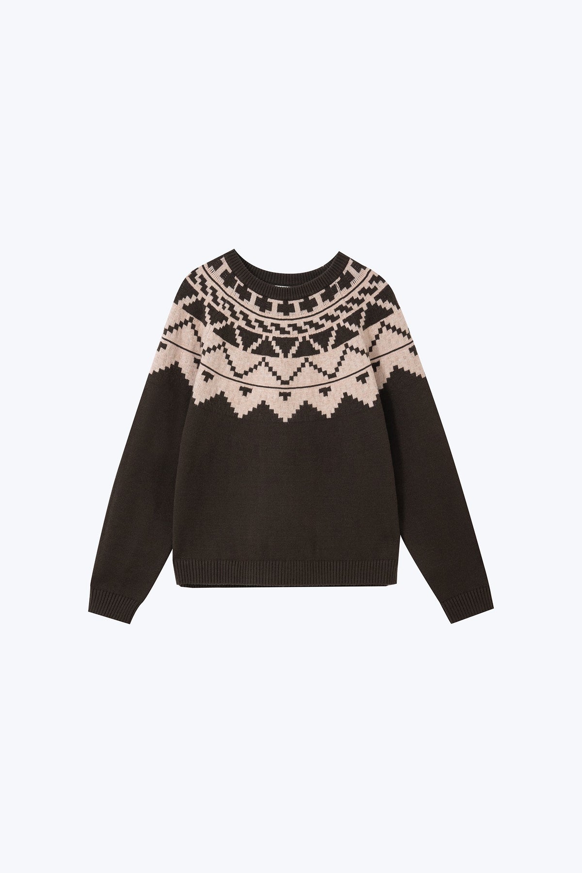 Knitted Patterned Sweater - Army Green