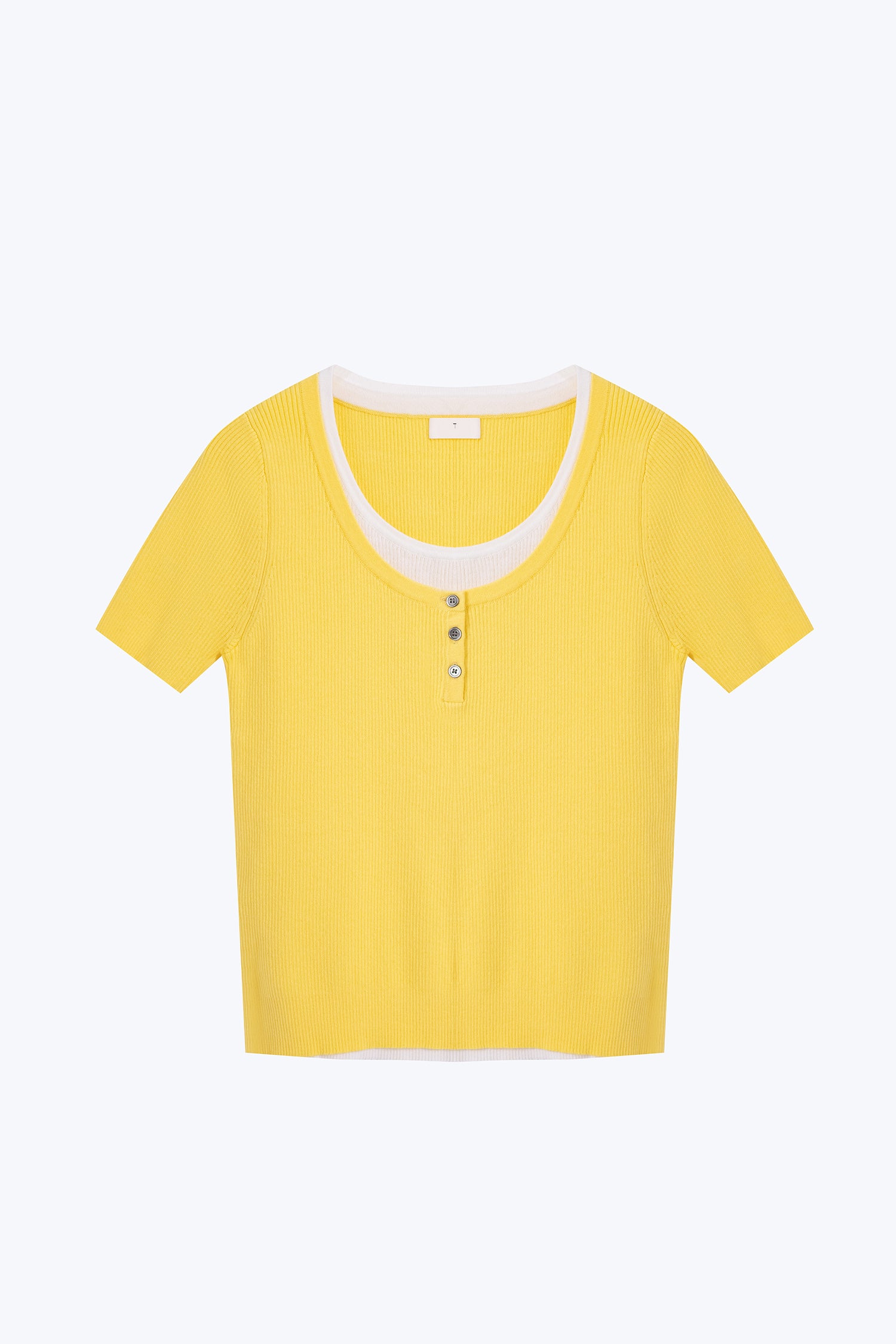 Knitted Double Collar Top - Canary