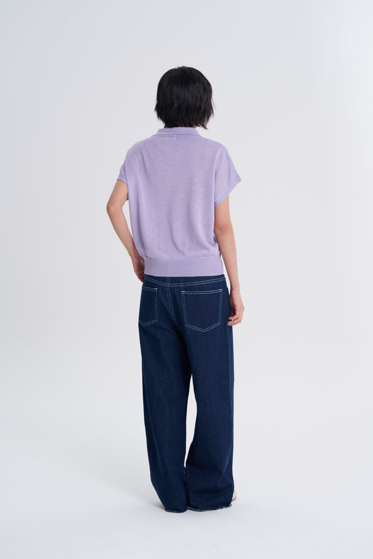 Knitted Polo Top - Lavendar