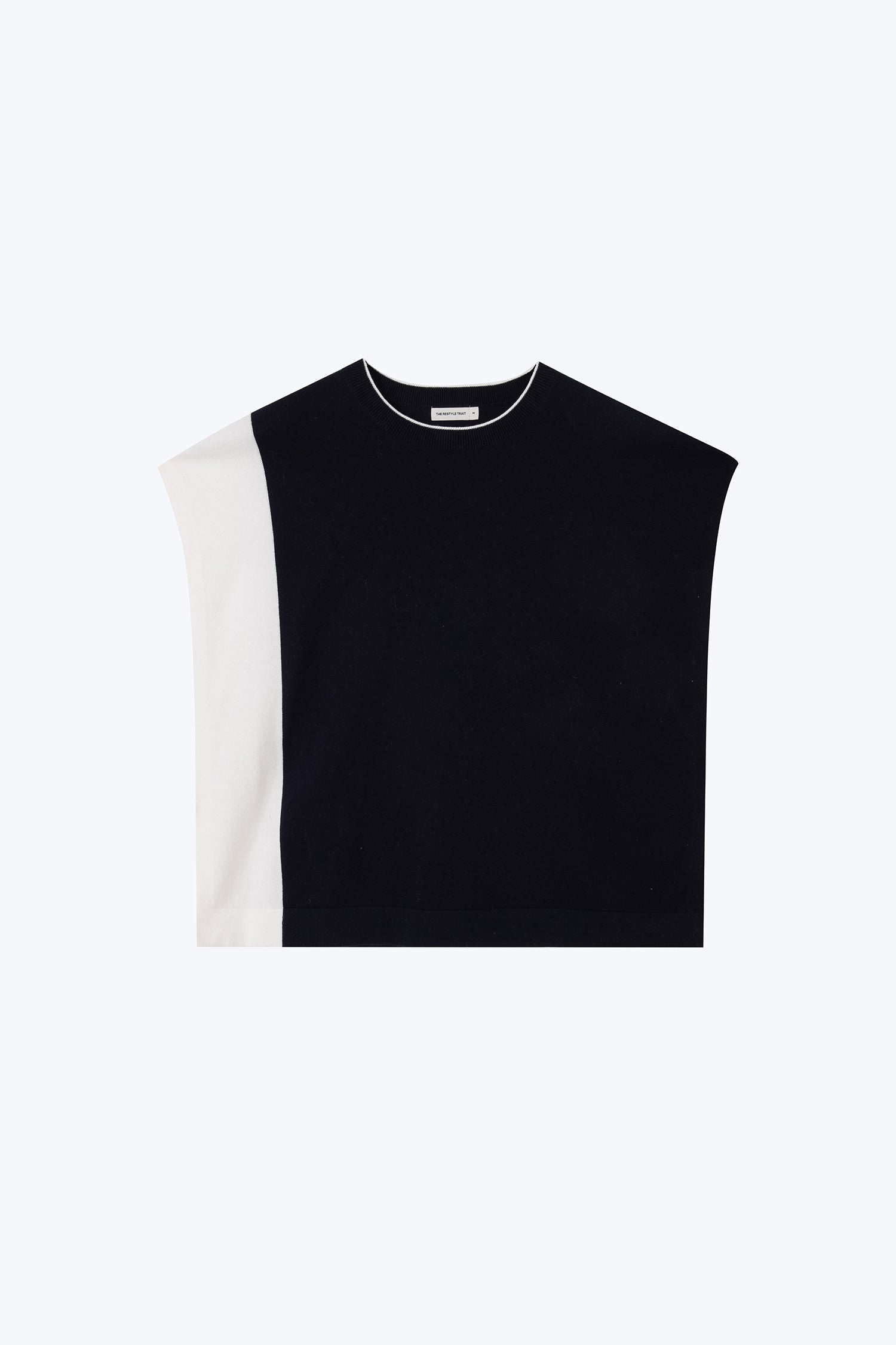 Knitted Colourblock Top - Navy