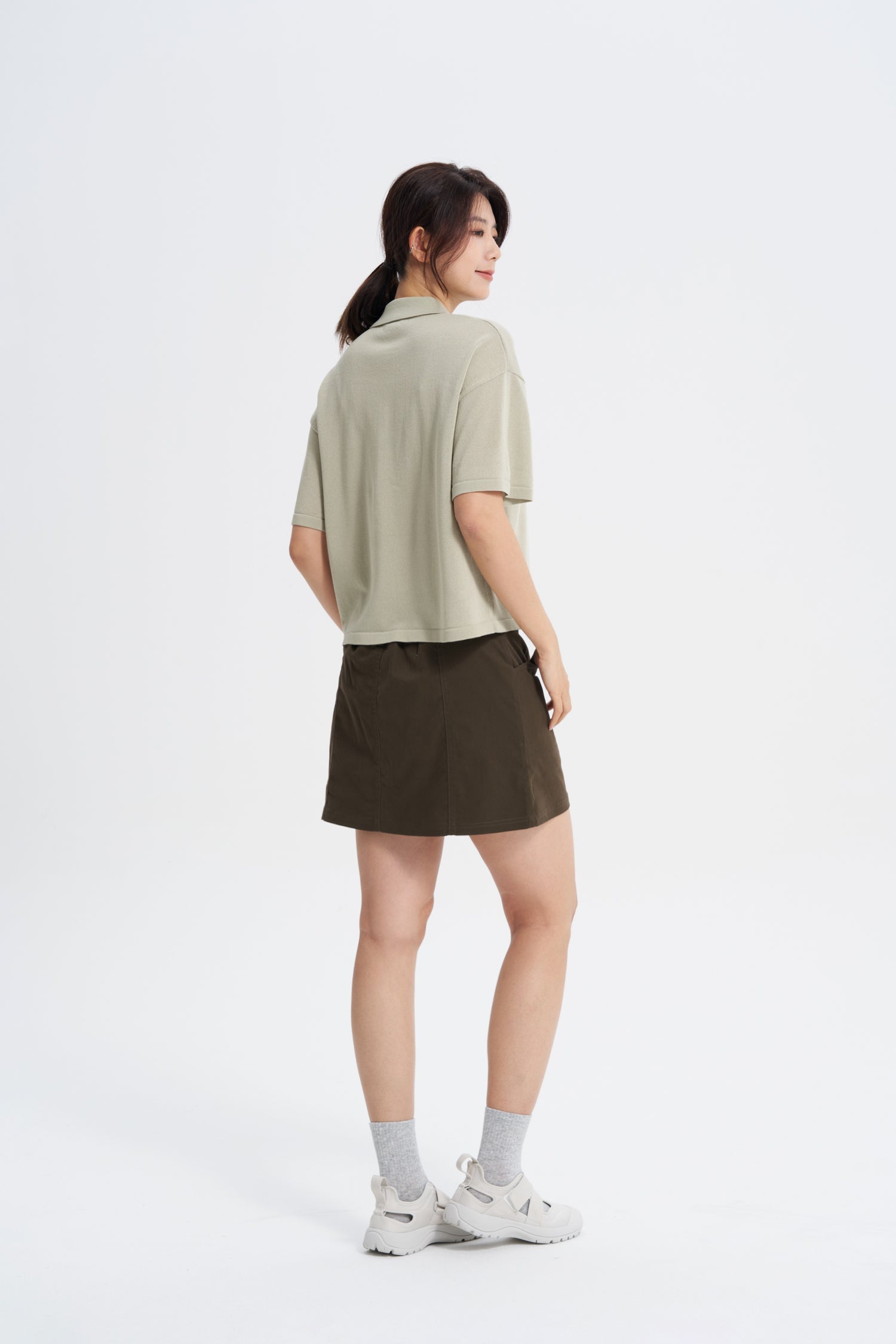 Knitted Polo Top - Pistachio