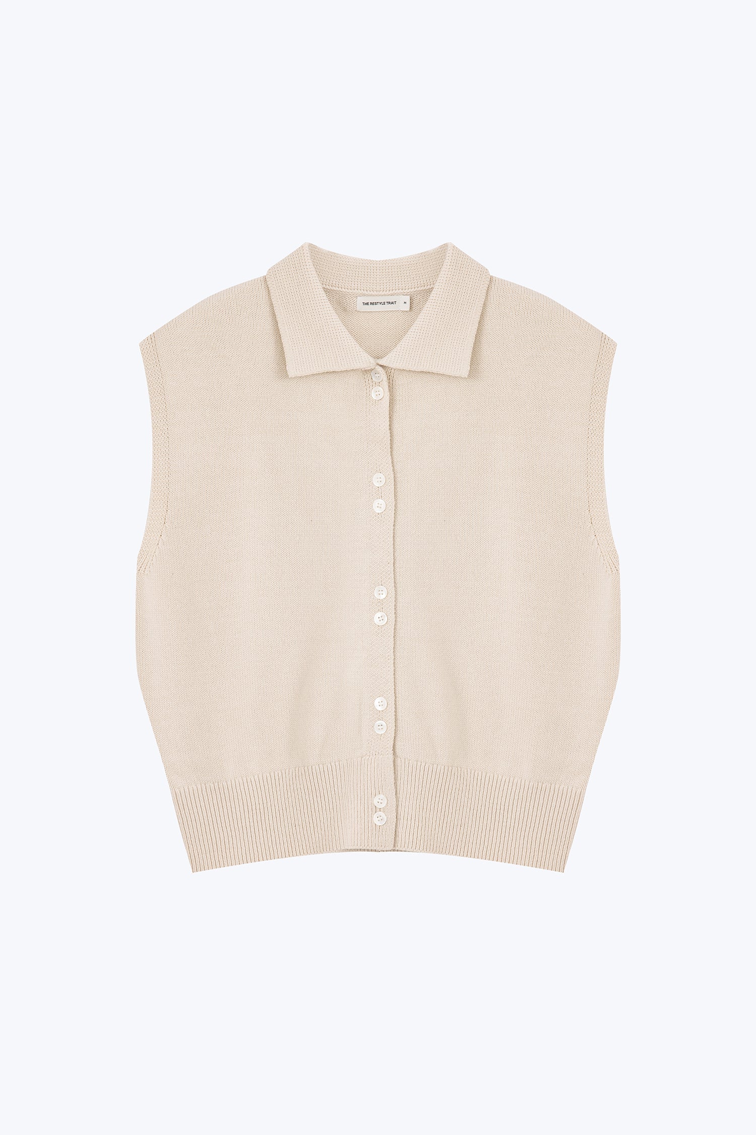 Knitted Button Front Top - Ecru