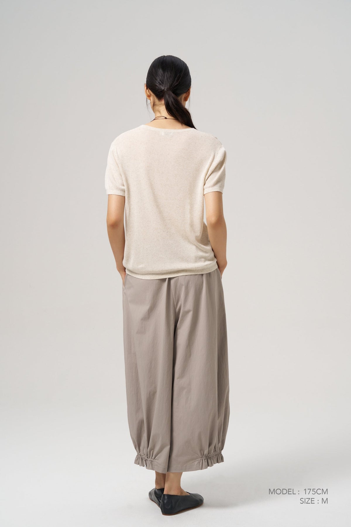 Knitted Short Sleeve Top - Ecru