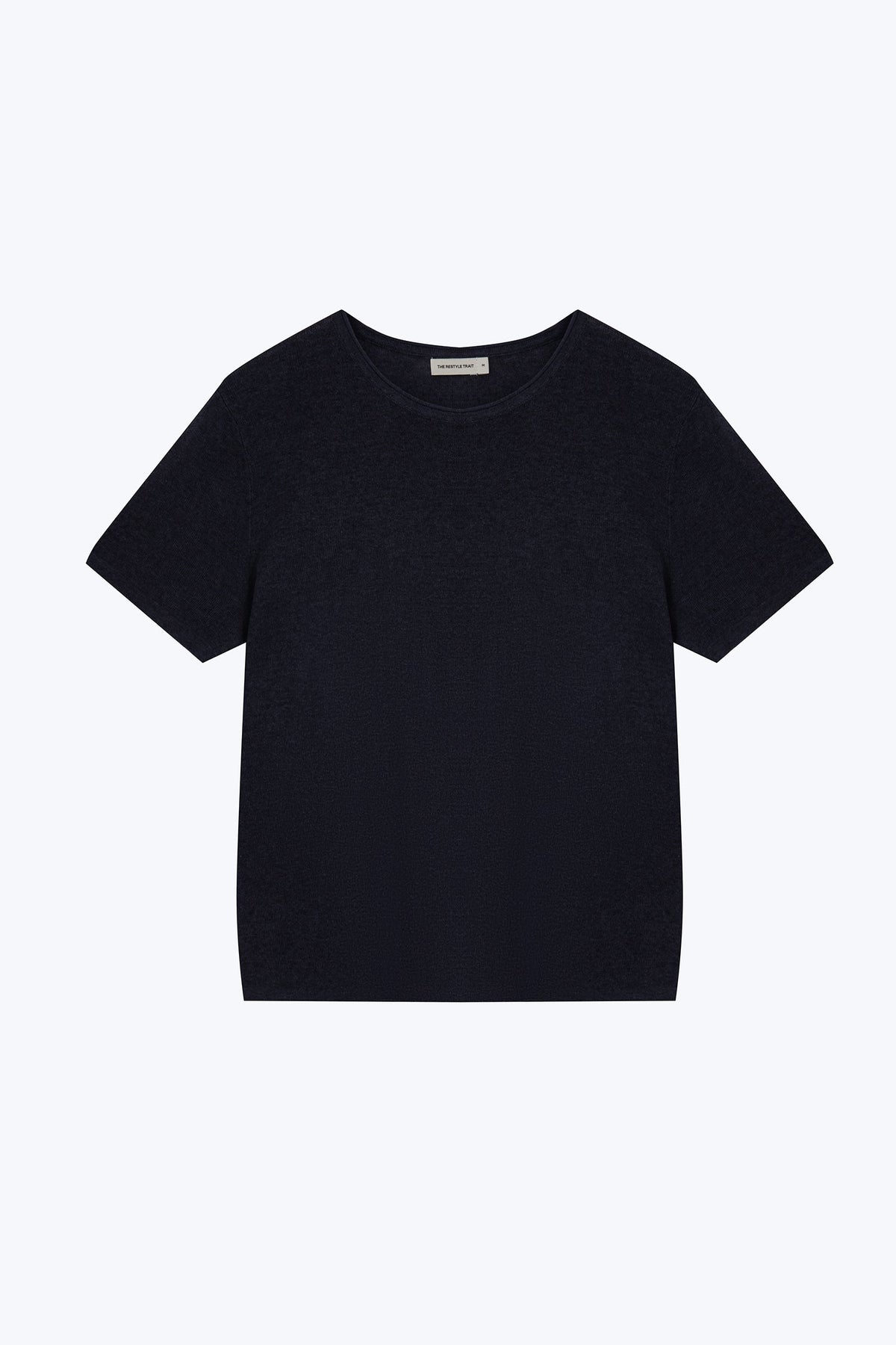 Knitted Short Sleeve Top - Navy