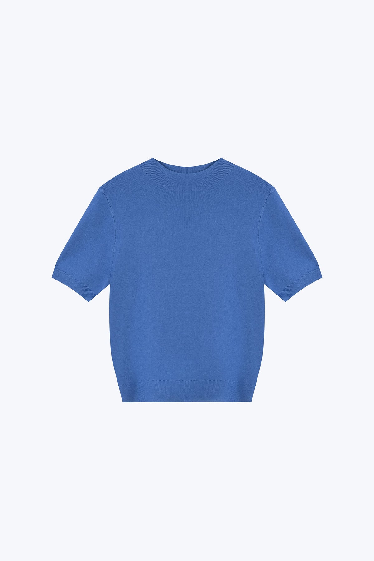Knitted Funnel Neck Top - Cobalt