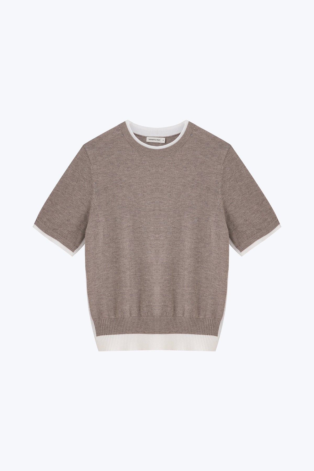 Knitted Contrast Top - Cocoa