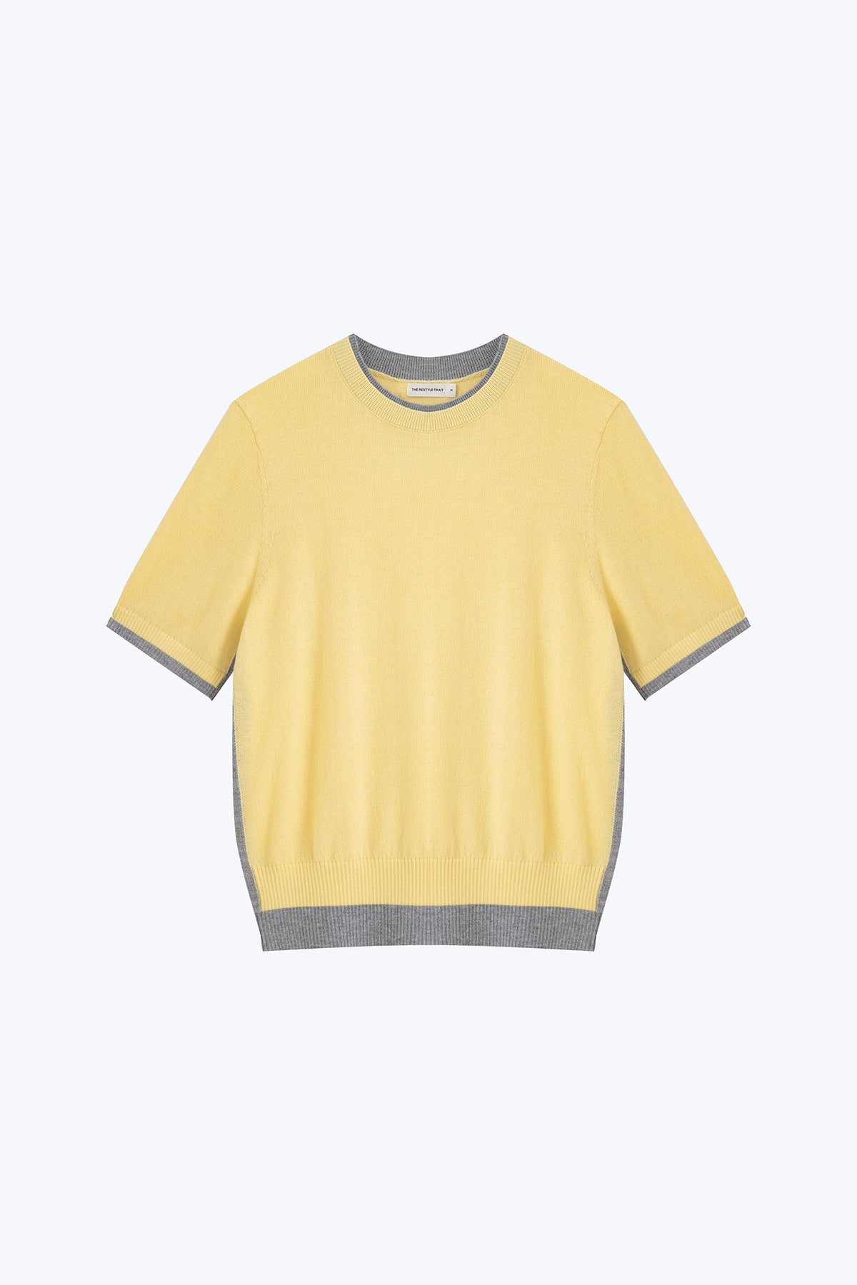 Knitted Contrast Top - Lemon