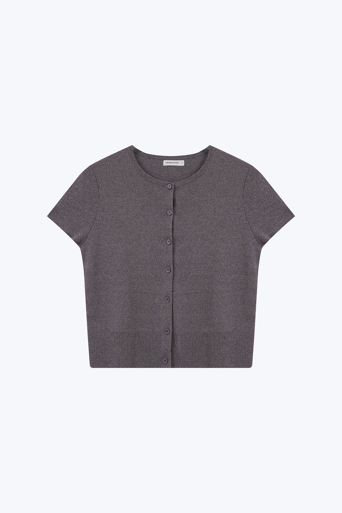 Knitted Button Up Top - Hue Grey