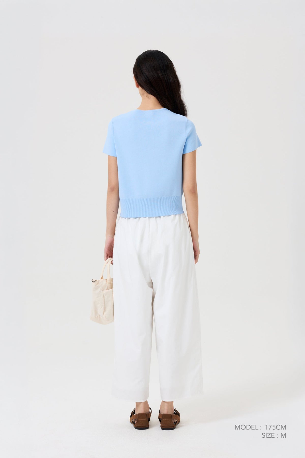 Knitted Button Up Top - Sky Blue