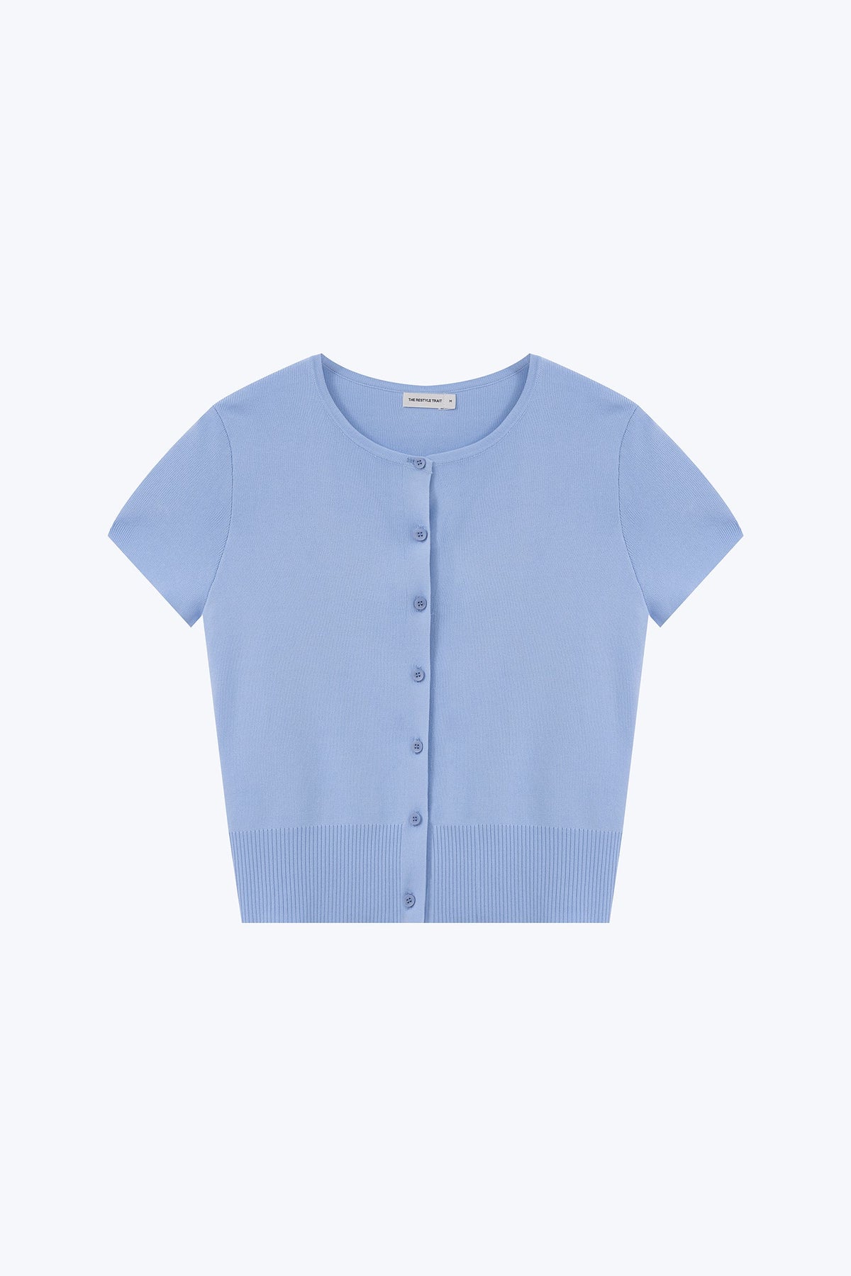 Knitted Button Up Top - Sky Blue